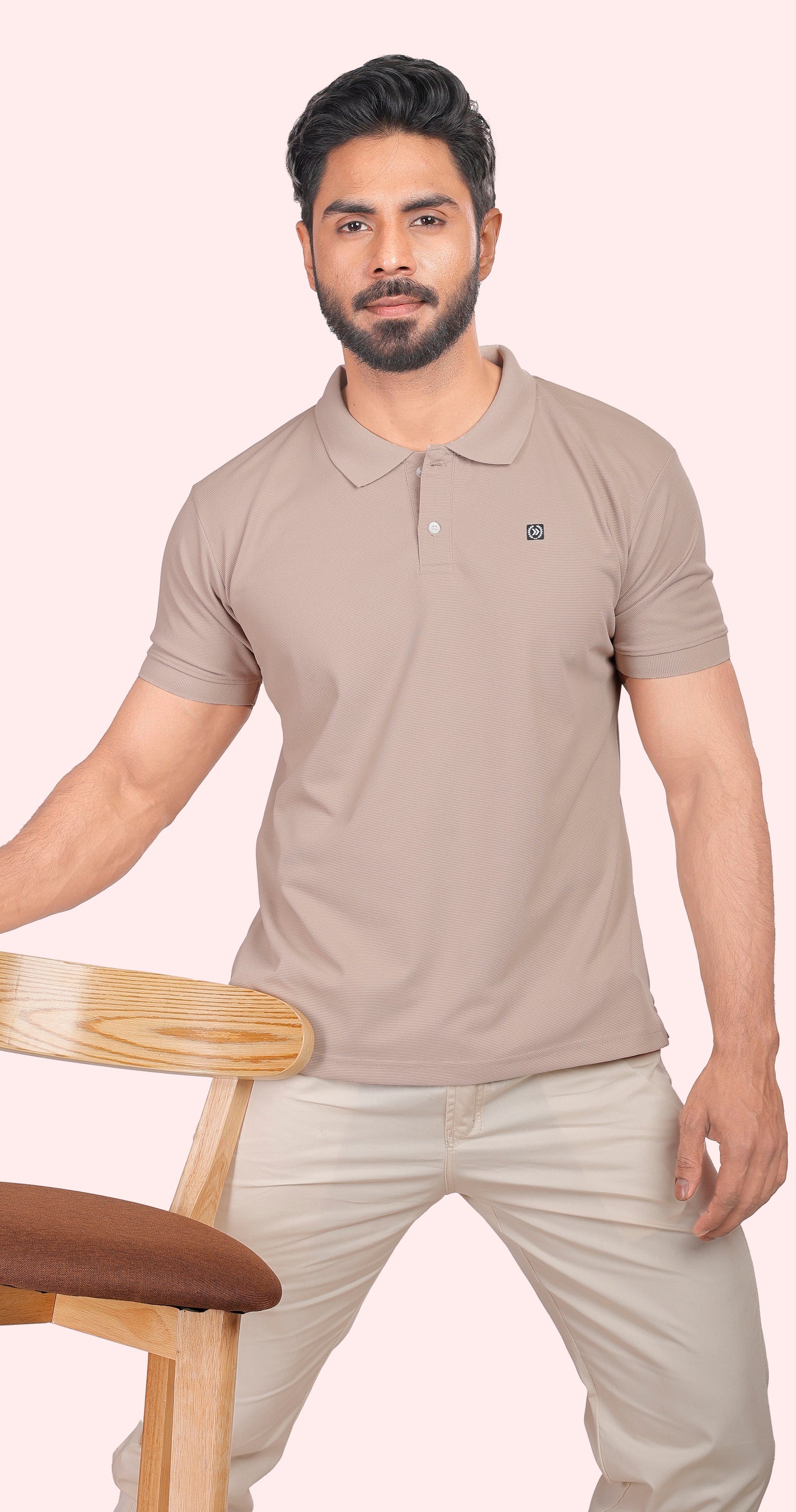 Men's Light Beige Classic Comfort Polo T-shirts