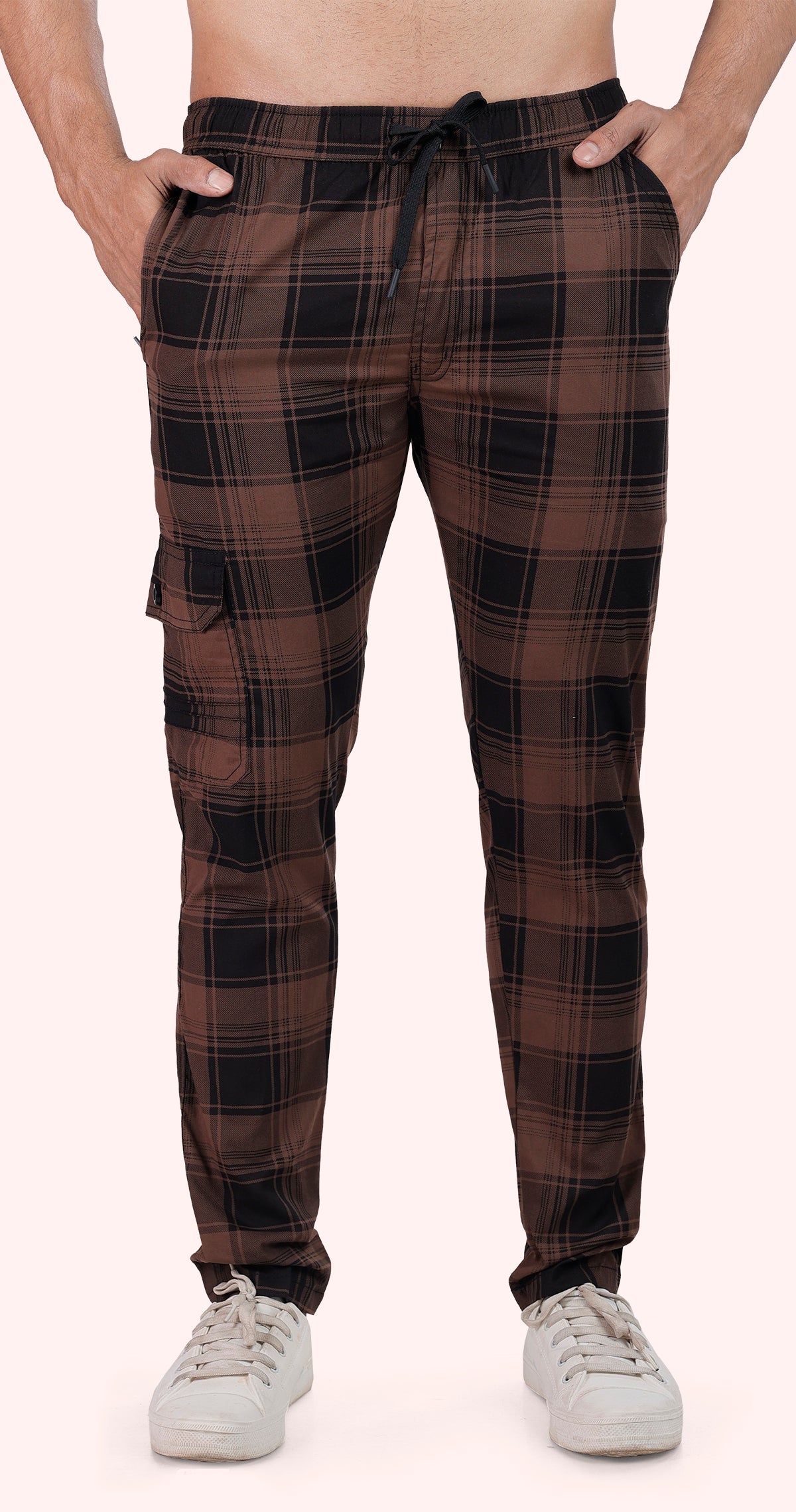 Men's Brown Cozy Comfort Pyjama Pants Check Print Comfort Cotton