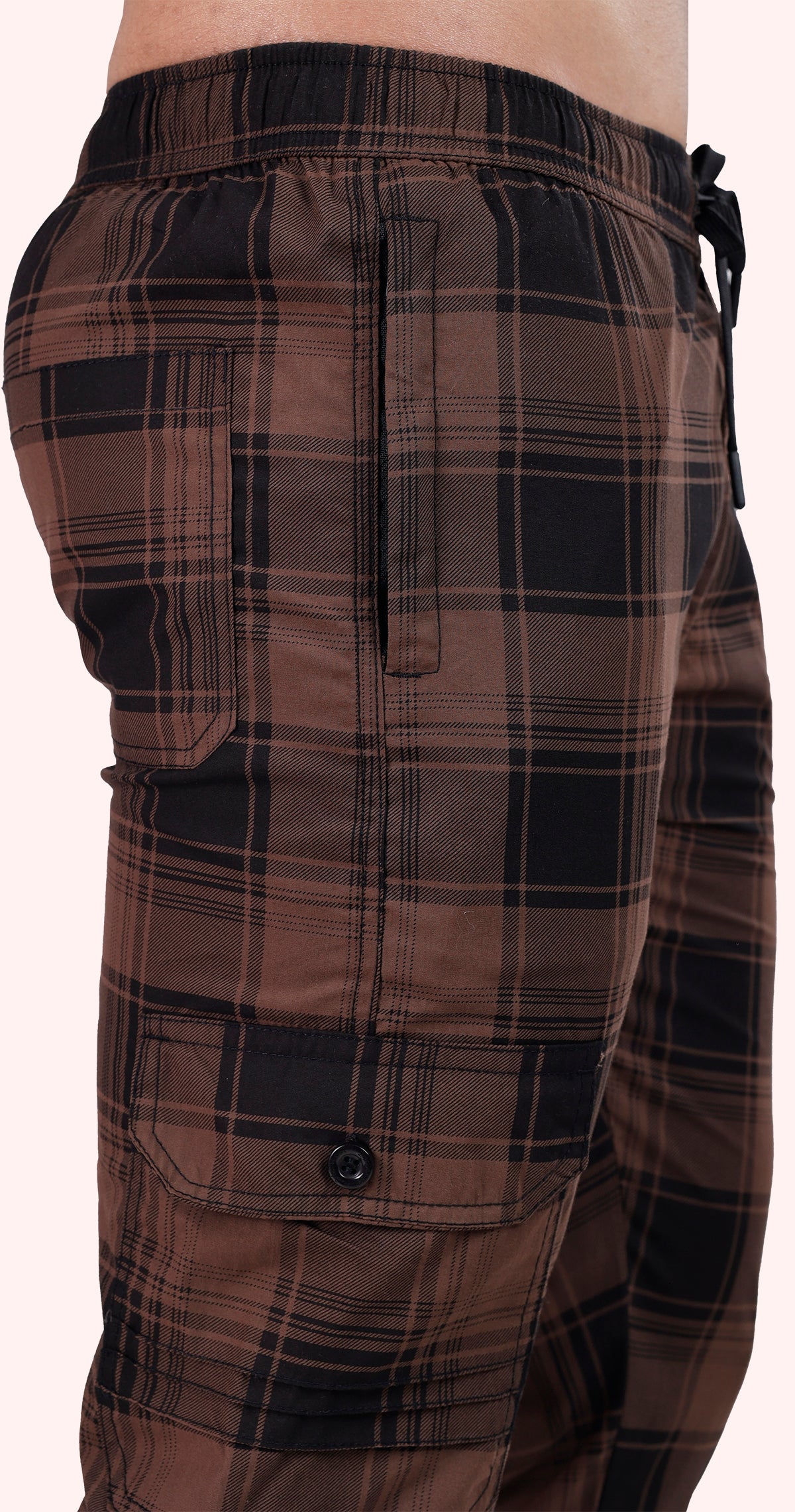 Men's Brown Cozy Comfort Pyjama Pants Check Print Comfort Cotton
