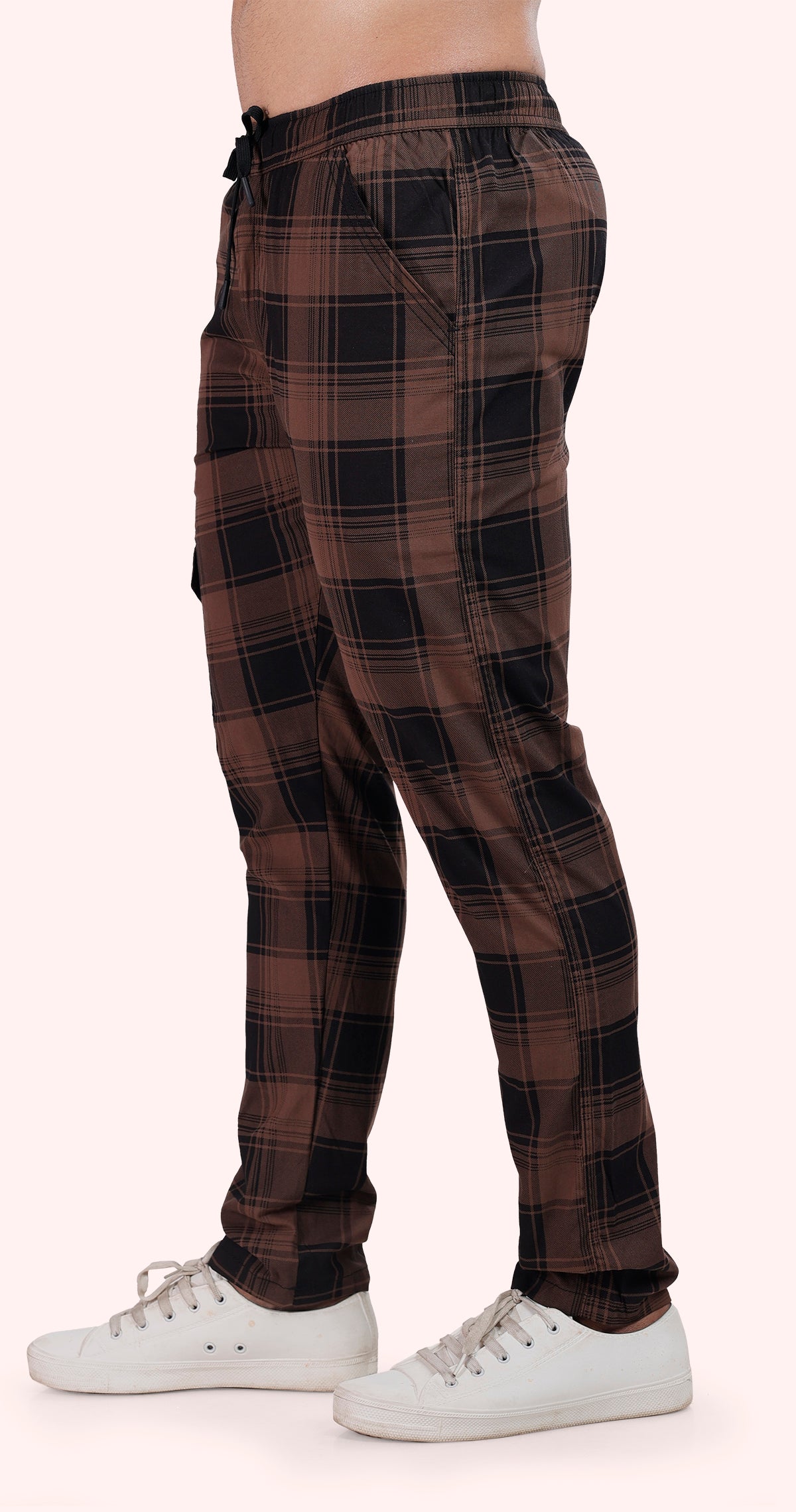 Men's Brown Cozy Comfort Pyjama Pants Check Print Comfort Cotton