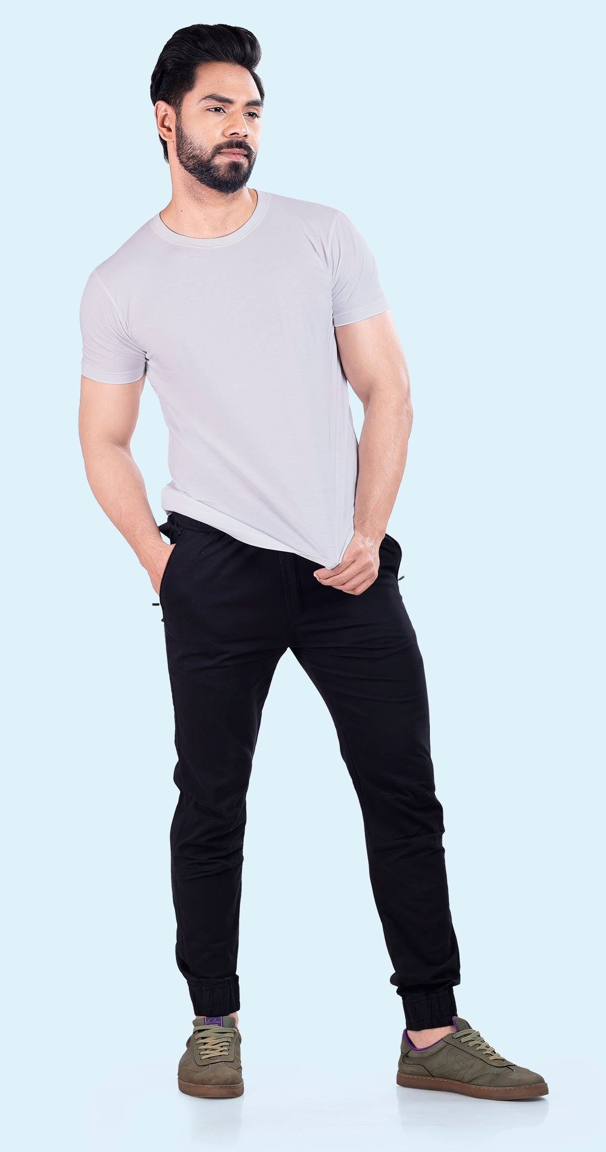 Men's Black Sporty Track Solid Jogger Cotton