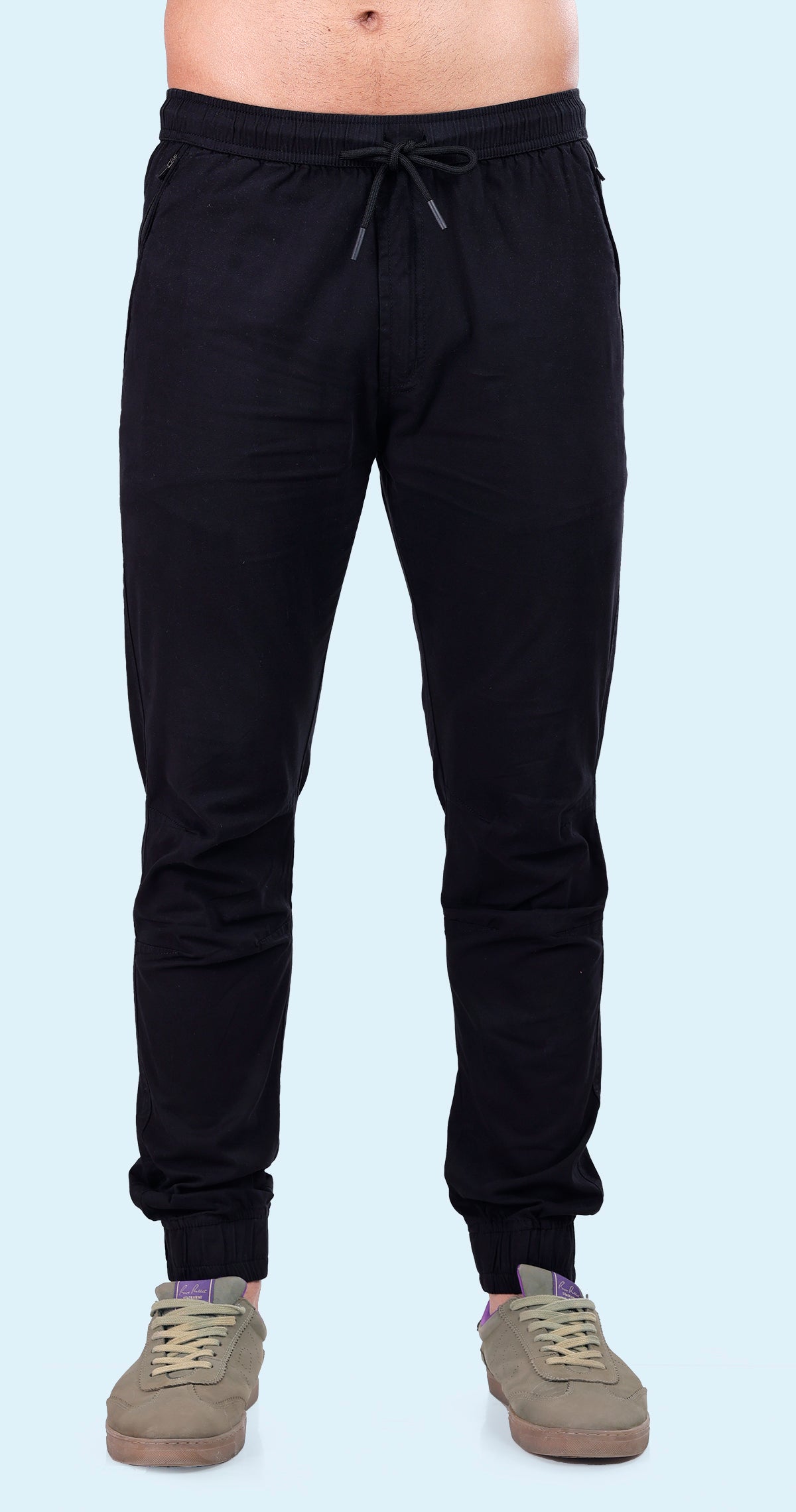 Men's Black Sporty Track Solid Jogger Cotton