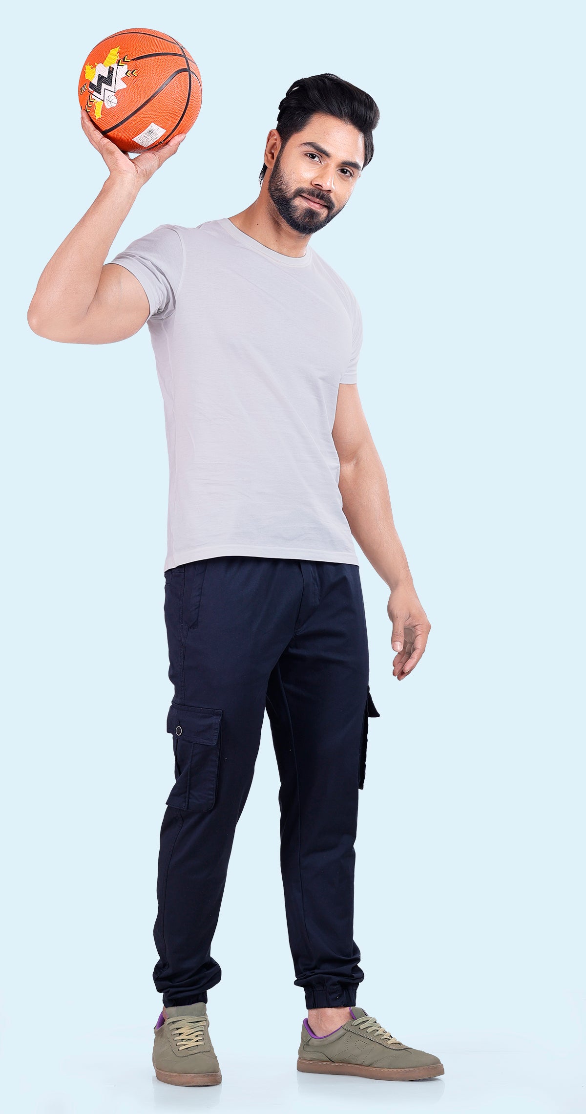 Men's Blue Athletic Flow Solid Jogger Cotton