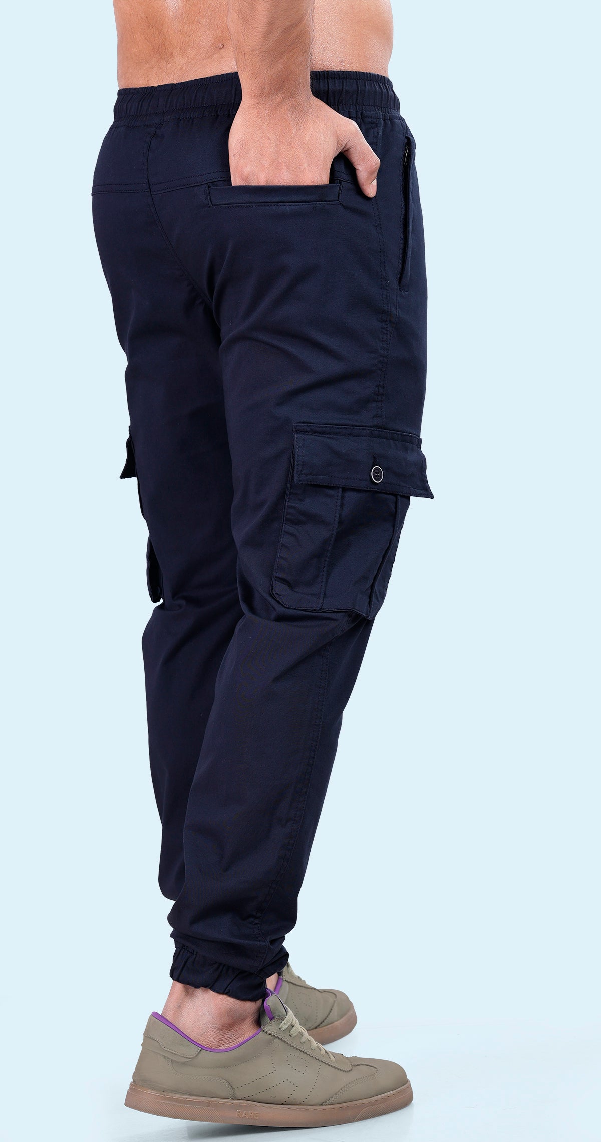 Men's Blue Athletic Flow Solid Jogger Cotton