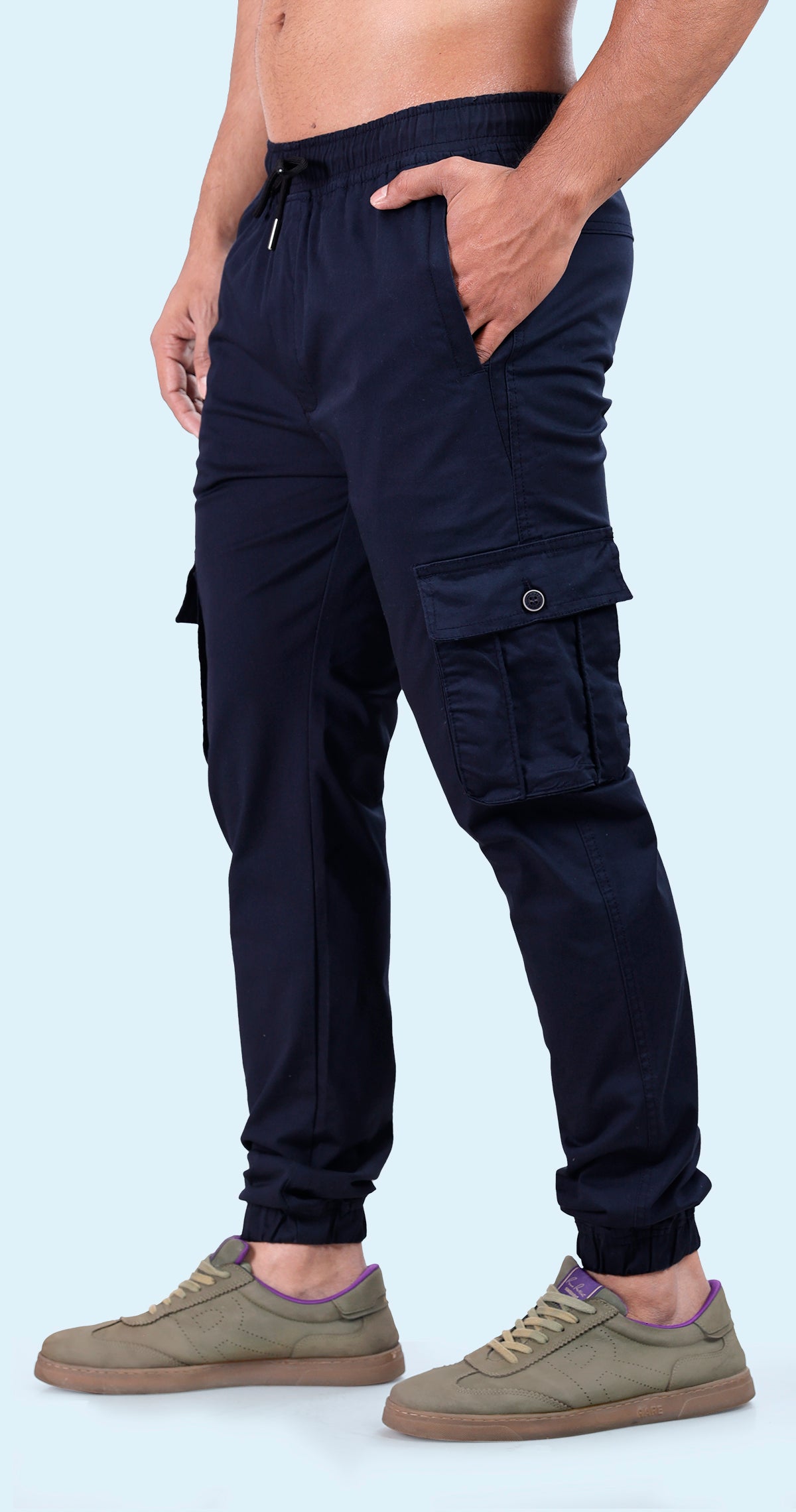 Men's Blue Athletic Flow Solid Jogger Cotton