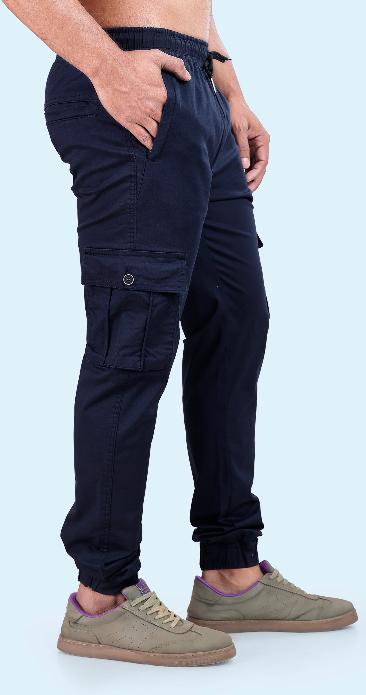 Men's Blue Athletic Flow Solid Jogger Cotton