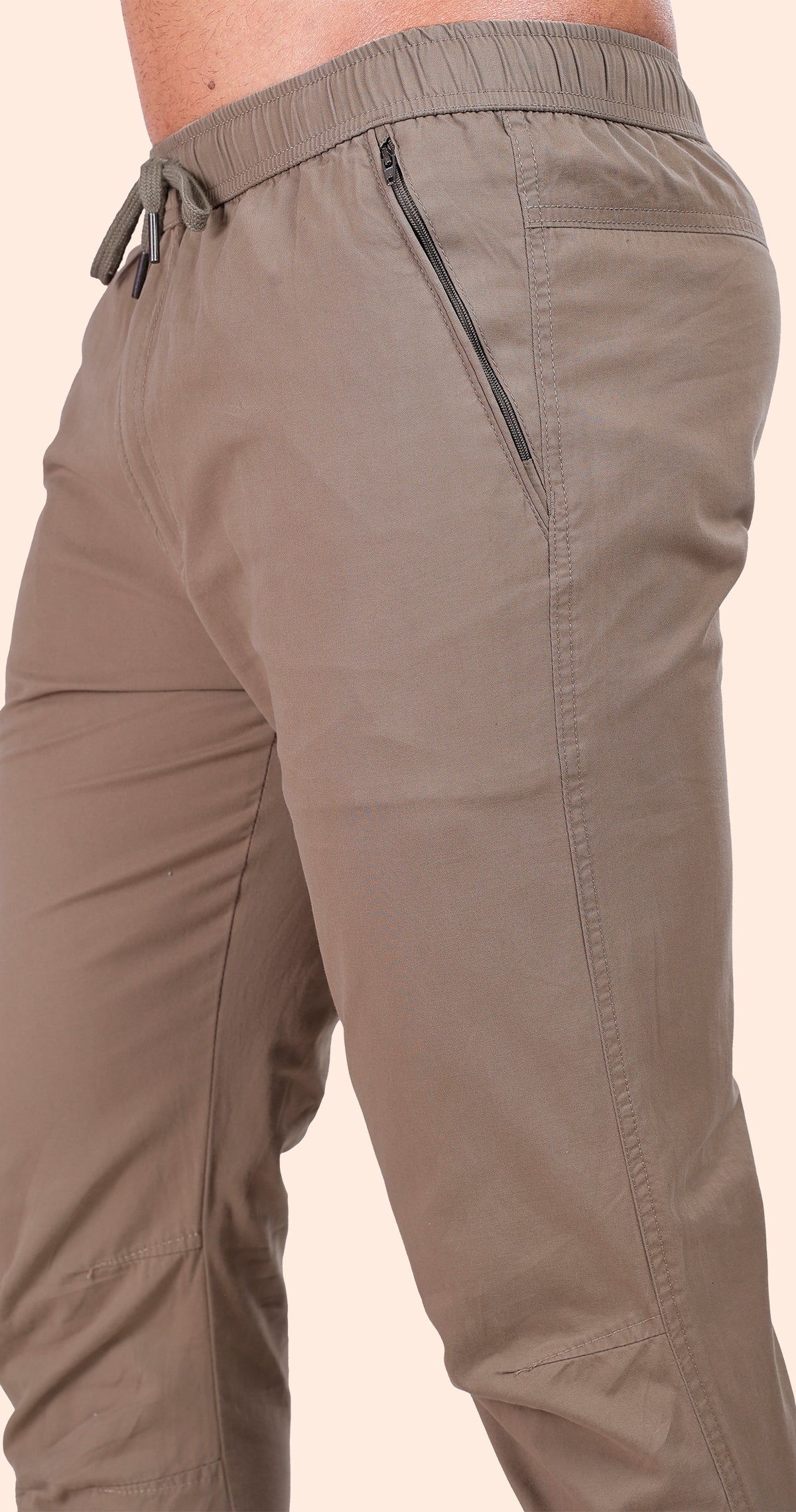 Men's Warm Olive Sporty Track Solid Jogger Cotton