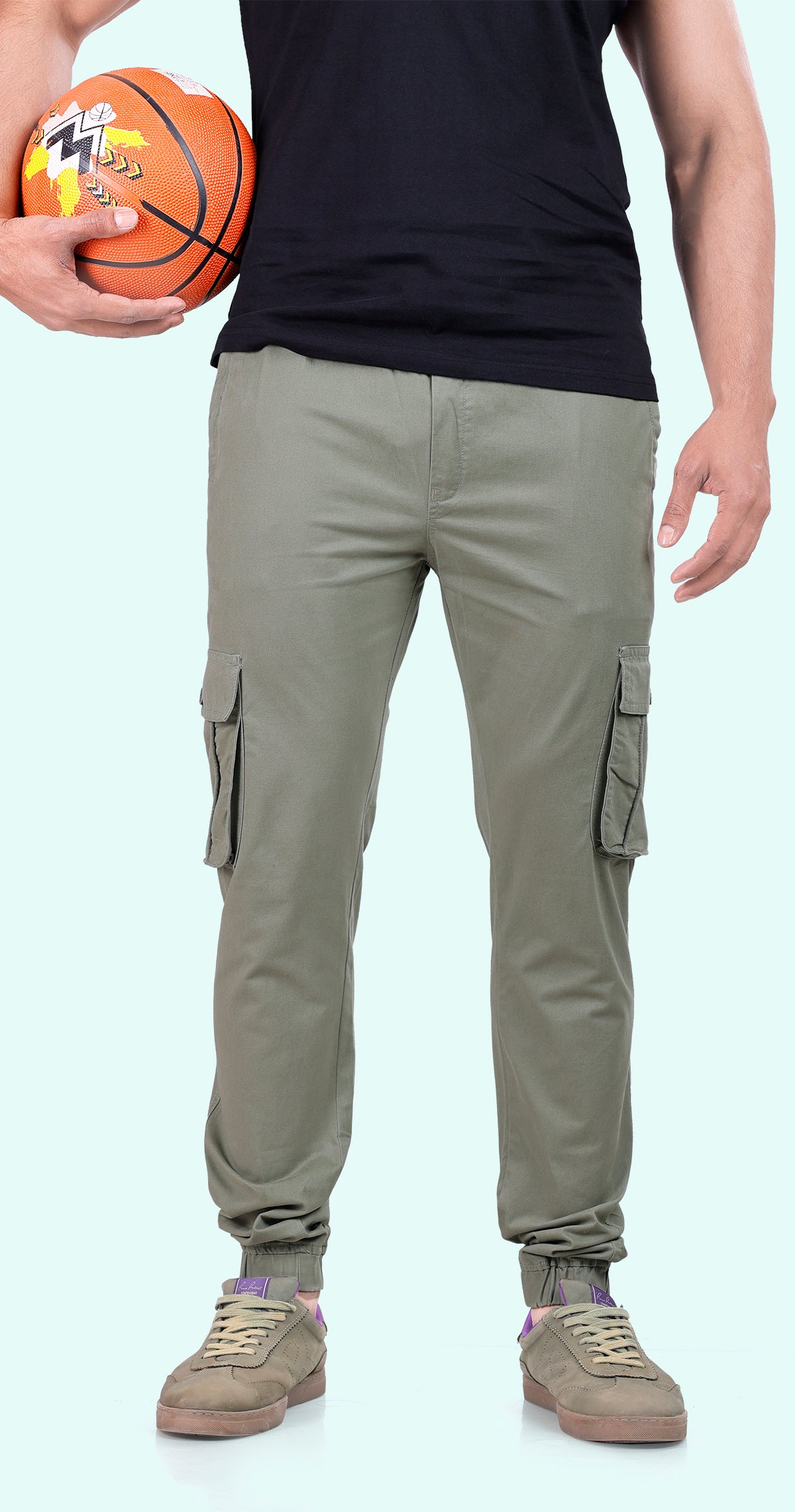 Men's Pista Green Athletic Flow Solid Jogger Cotton