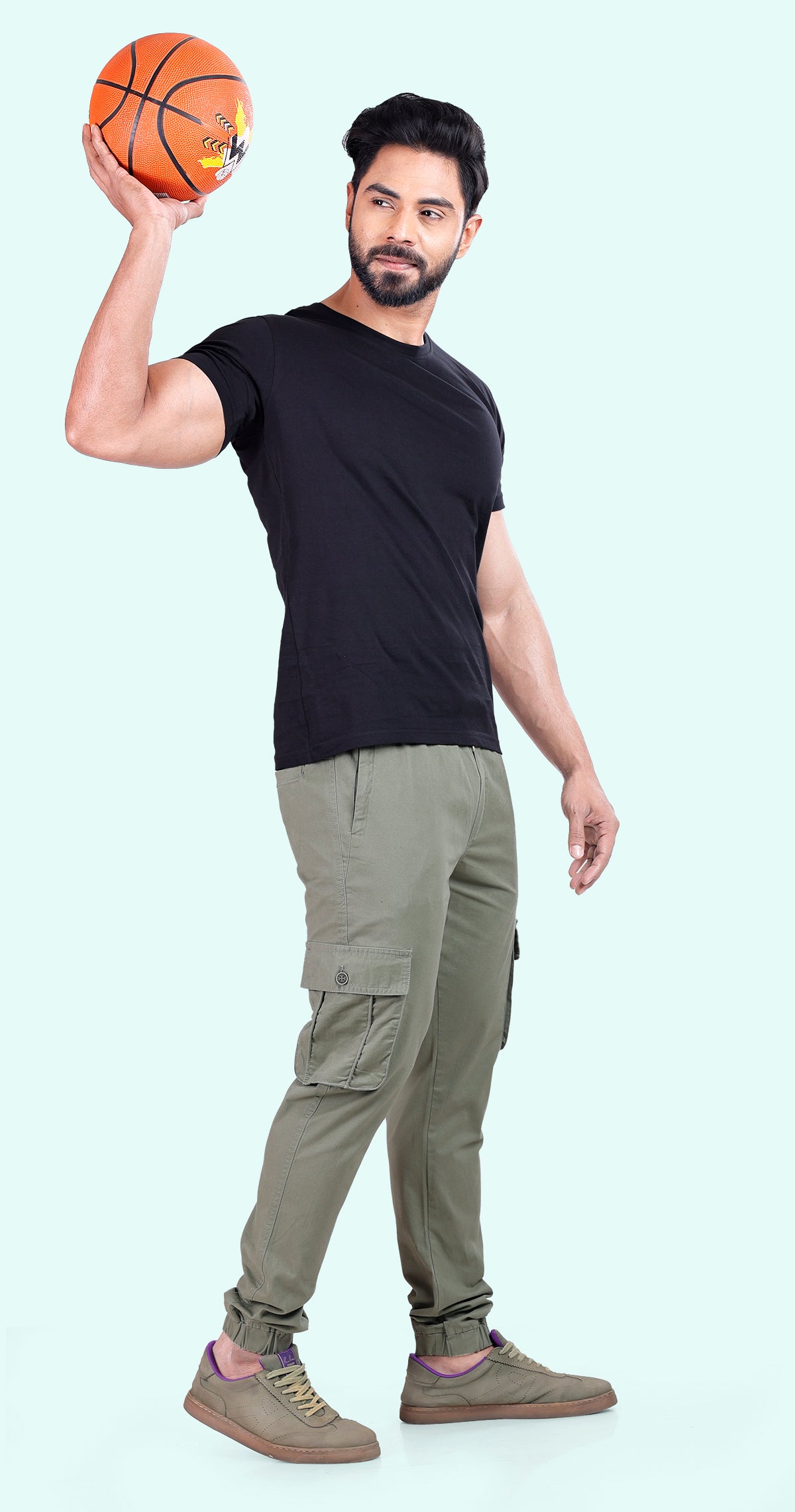 Men's Pista Green Athletic Flow Solid Jogger Cotton