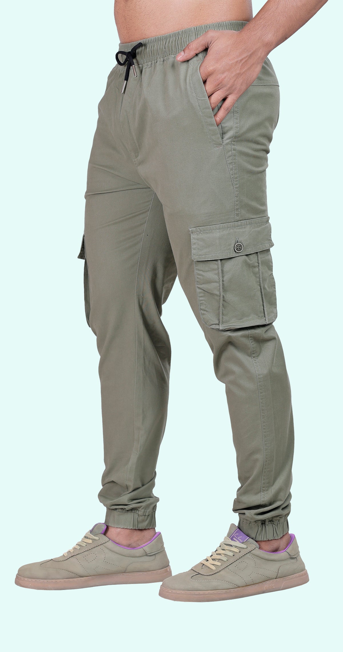 Men's Pista Green Athletic Flow Solid Jogger Cotton