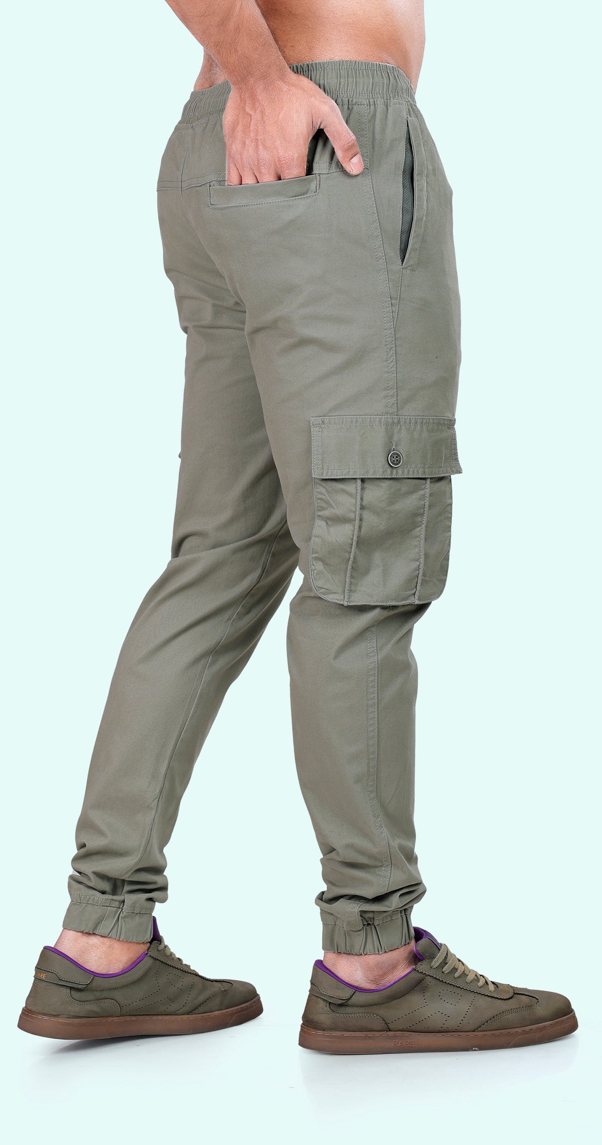Men's Pista Green Athletic Flow Solid Jogger Cotton