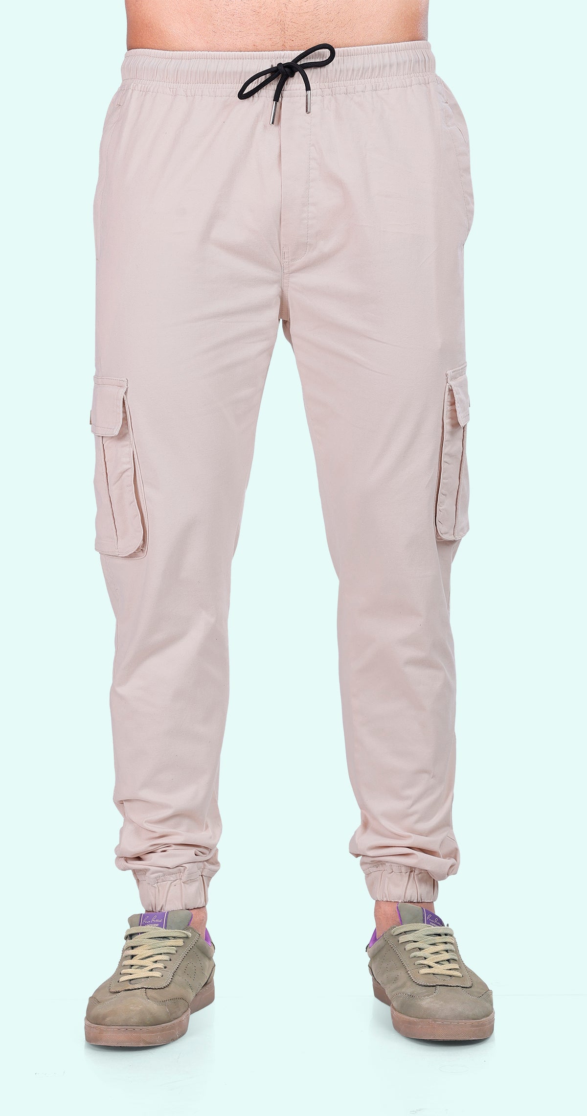 Men's Cream Athletic Flow Solid Jogger Cotton