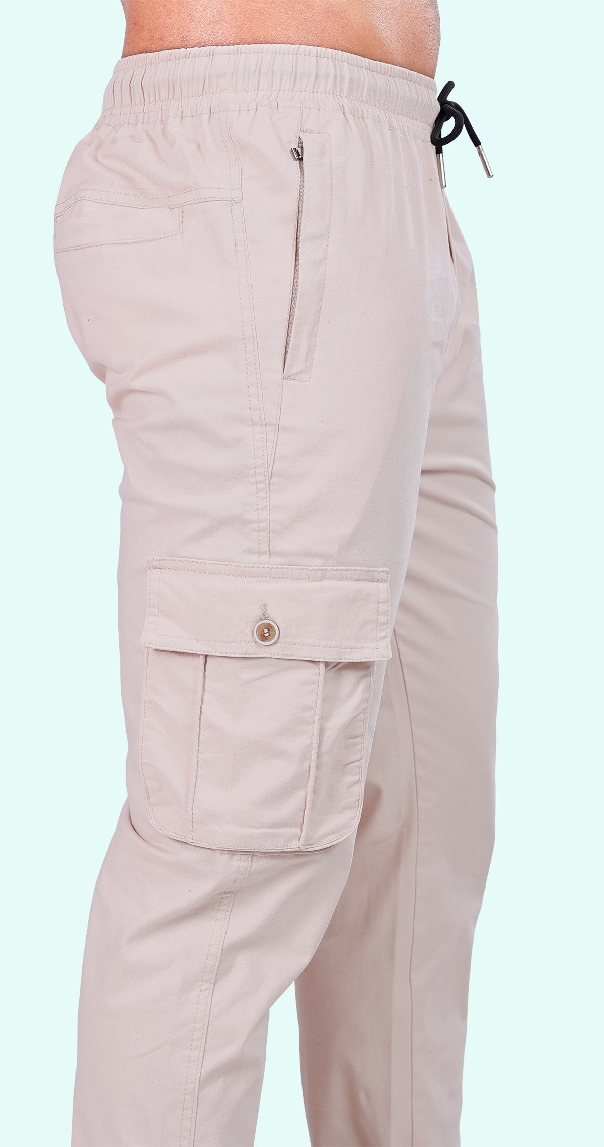 Men's Cream Athletic Flow Solid Jogger Cotton
