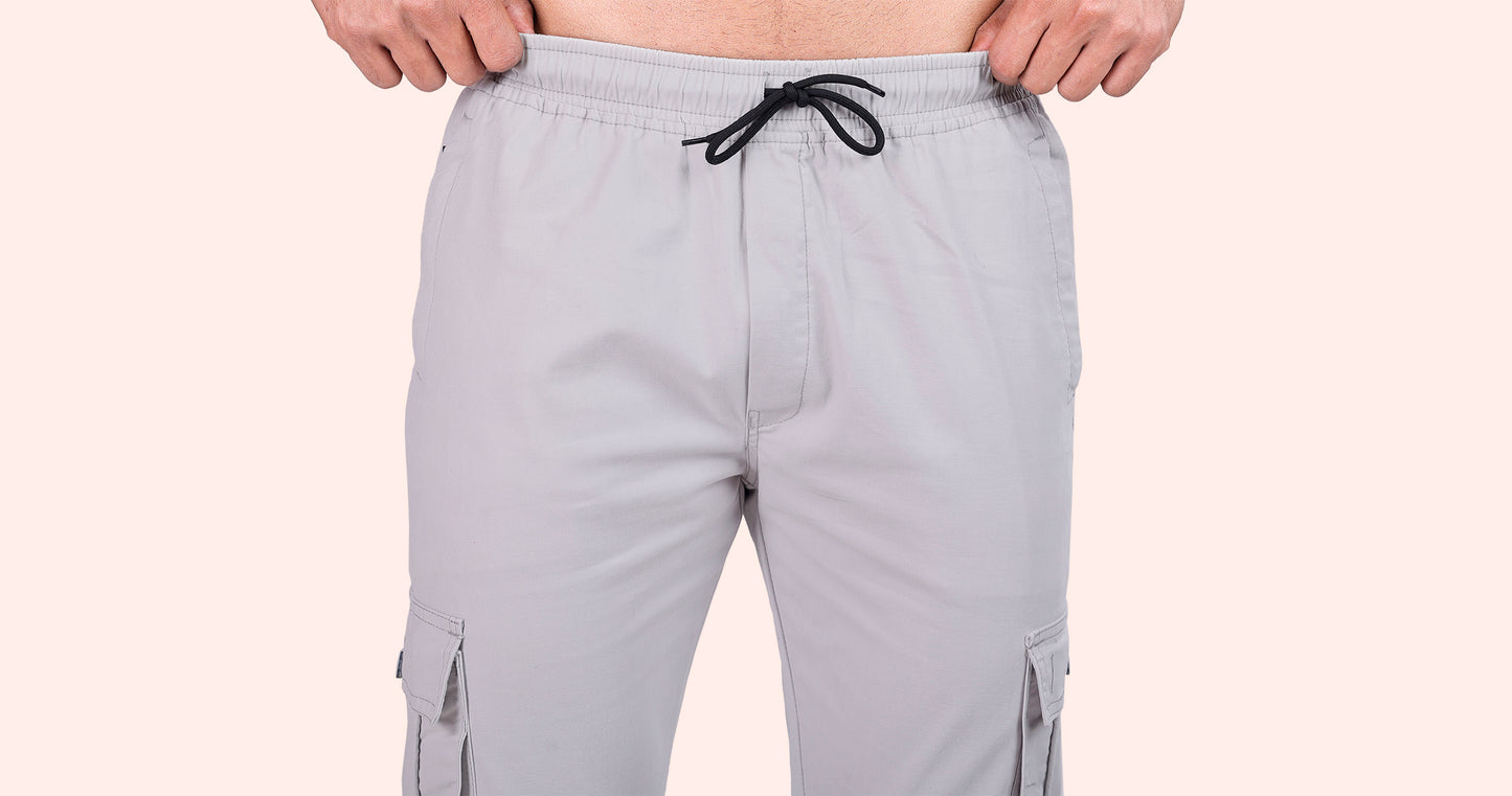 Men's Light Grey Athletic Flow Solid Jogger Cotton