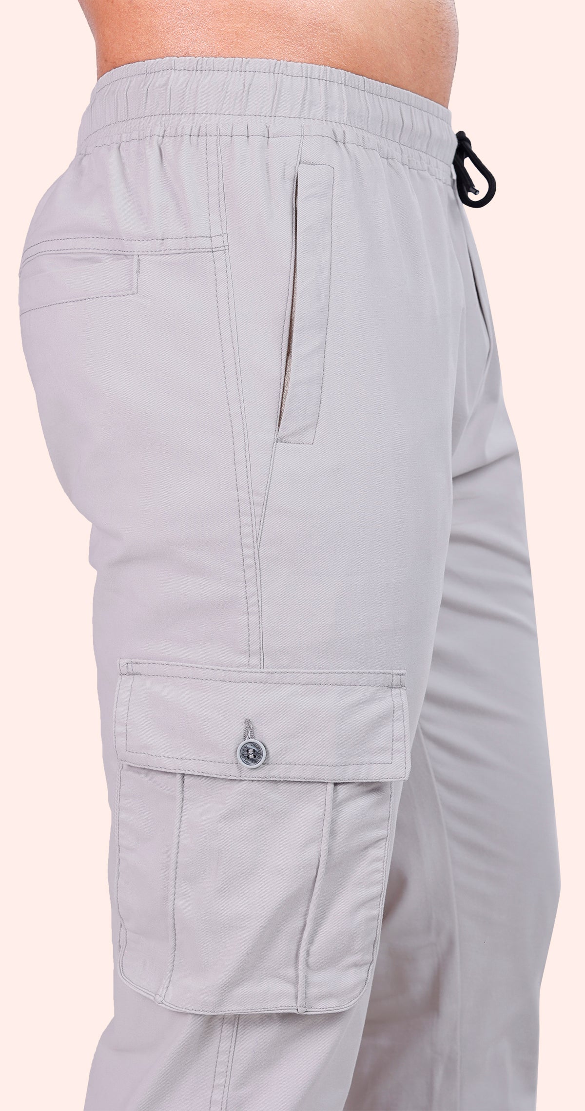 Men's Light Grey Athletic Flow Solid Jogger Cotton