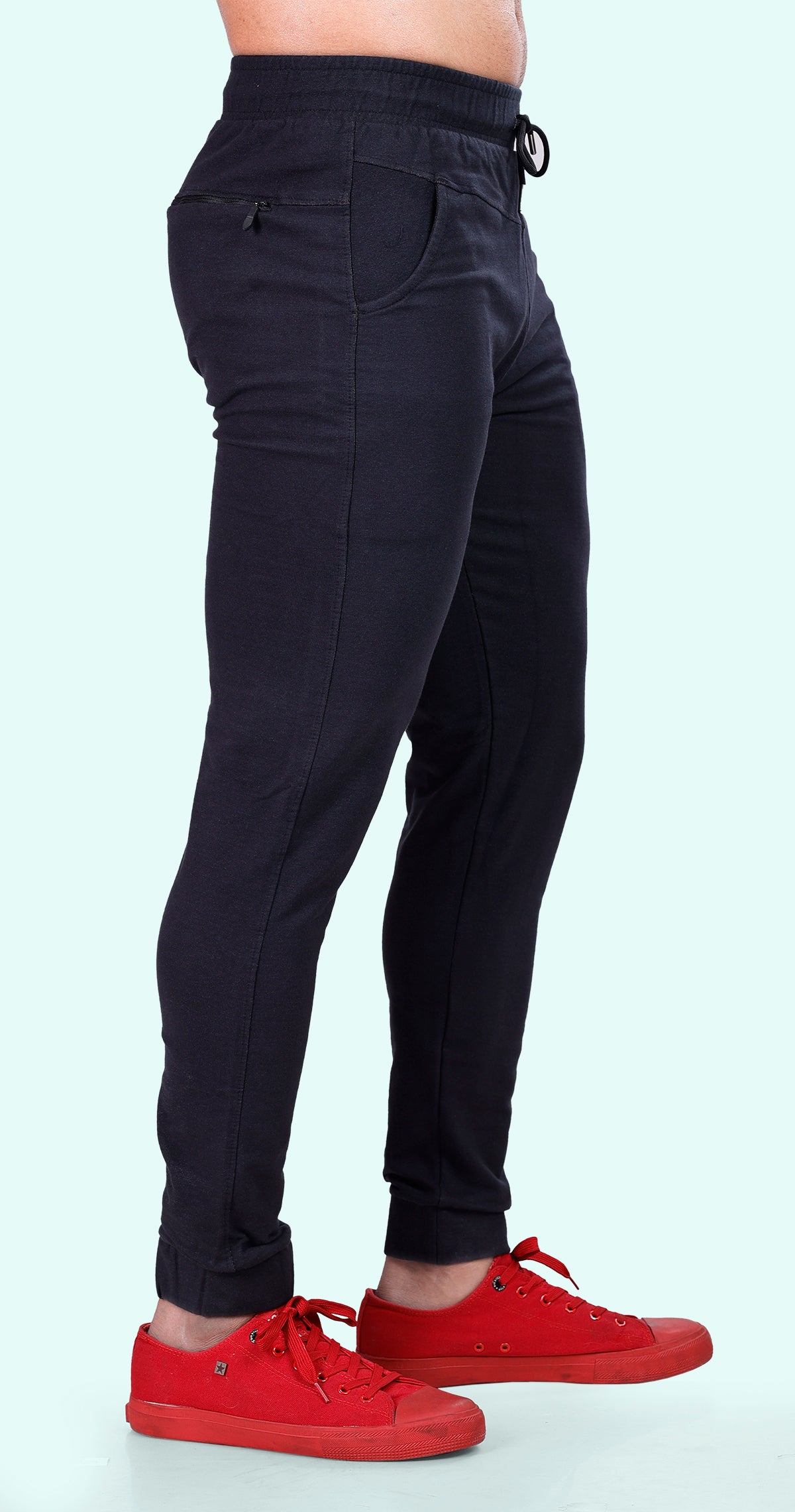 Men's Black Casual Sprint Solid Jogger Cotton