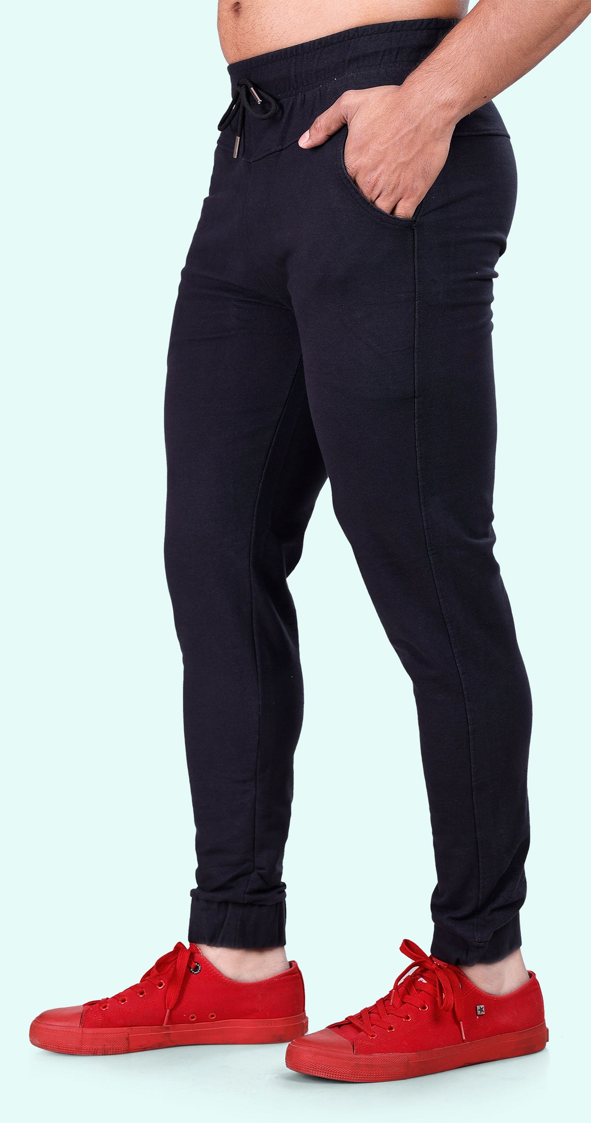 Men's Black Casual Sprint Solid Jogger Cotton