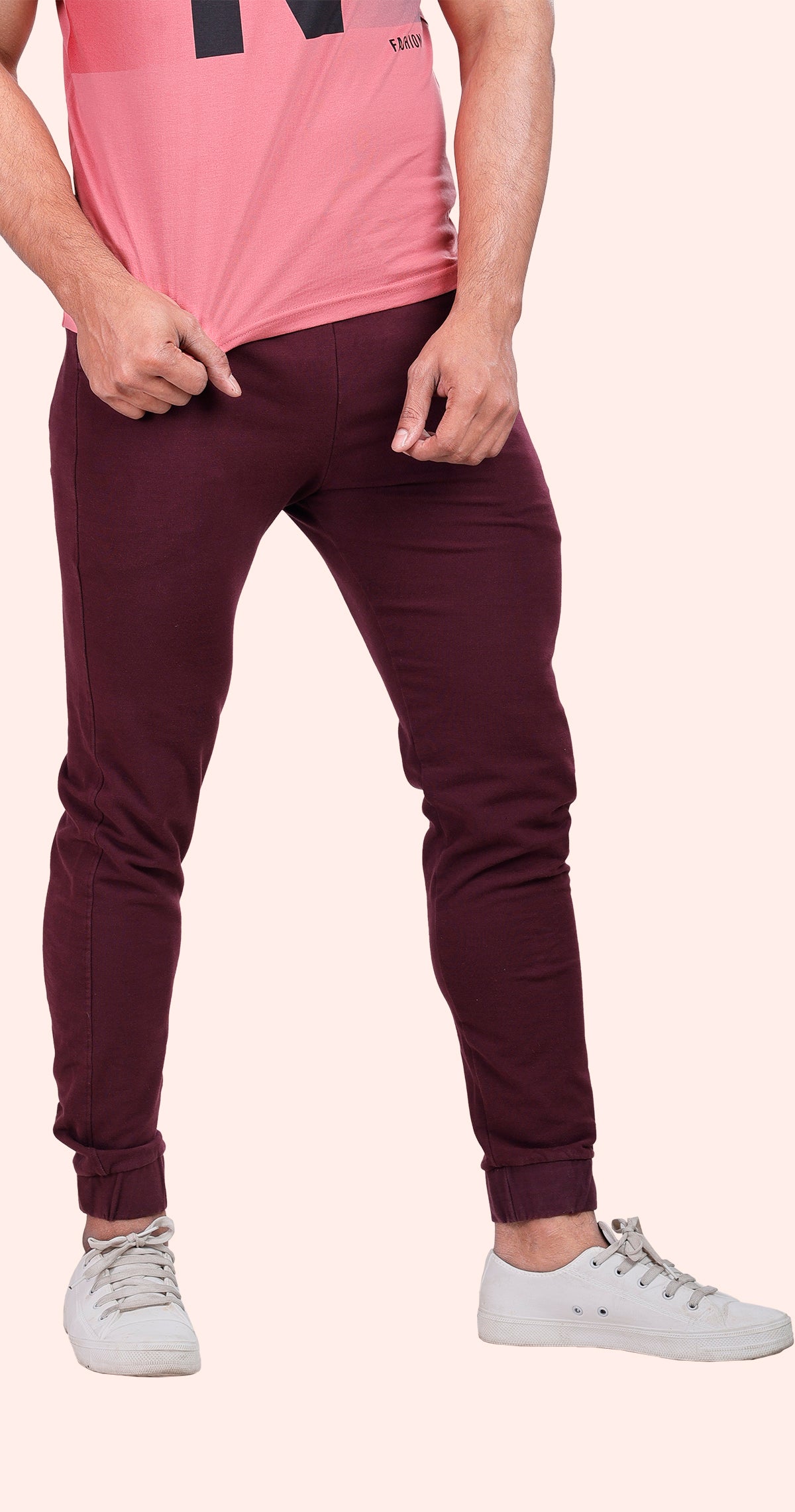Men's Maroon Casual Sprint Solid Jogger Cotton