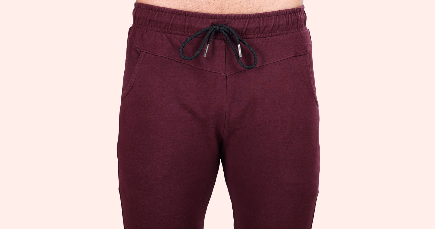 Men's Maroon Casual Sprint Solid Jogger Cotton