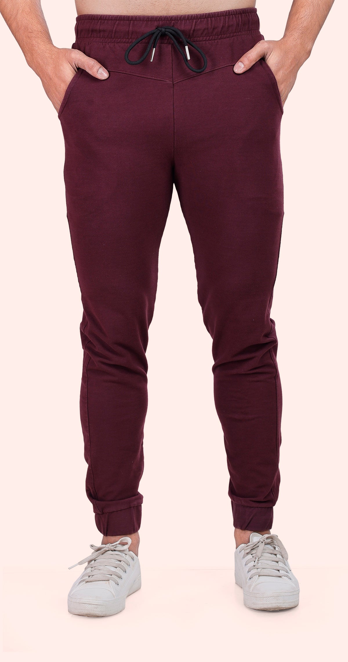 Men's Maroon Casual Sprint Solid Jogger Cotton