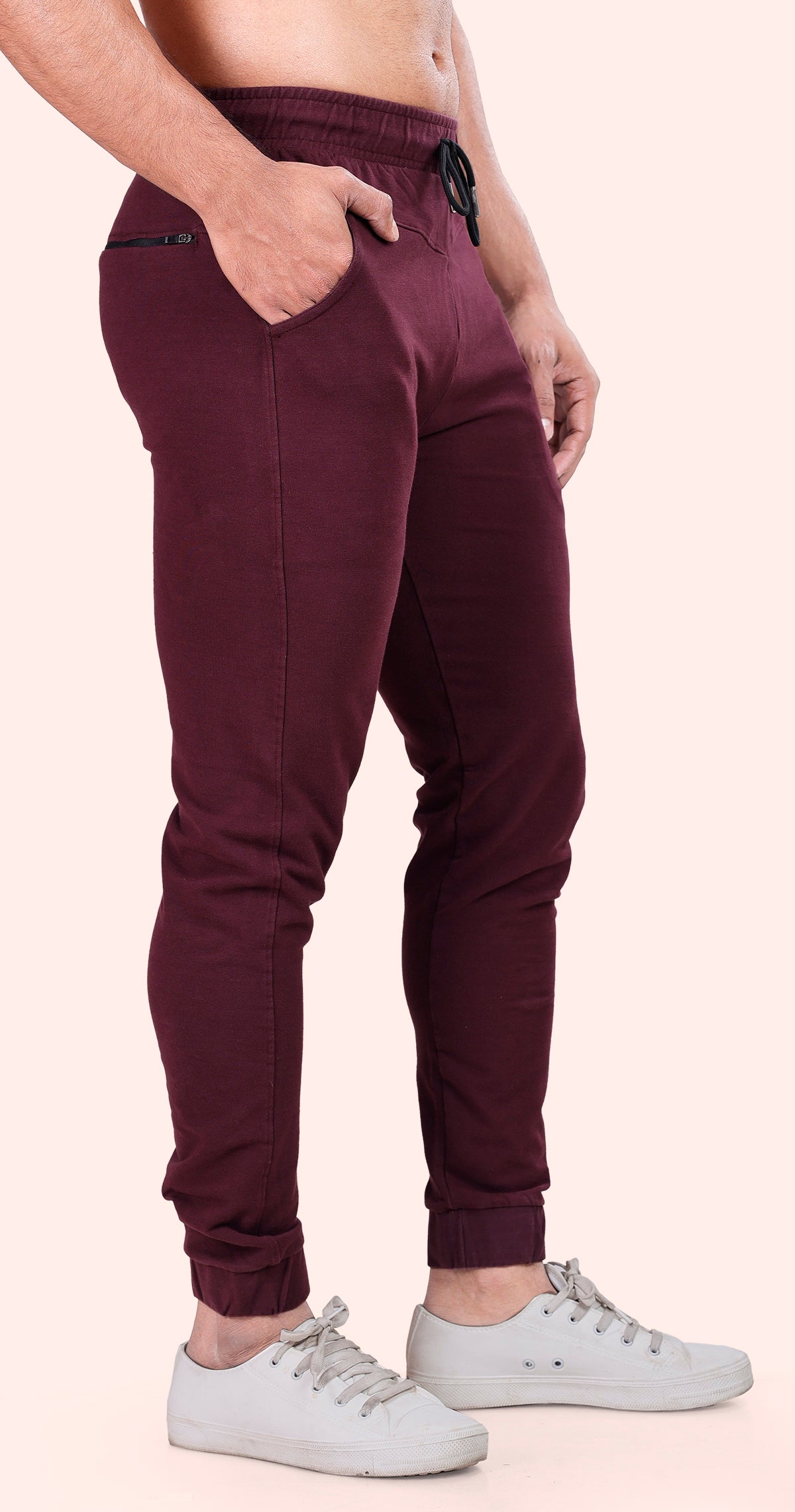Men's Maroon Casual Sprint Solid Jogger Cotton