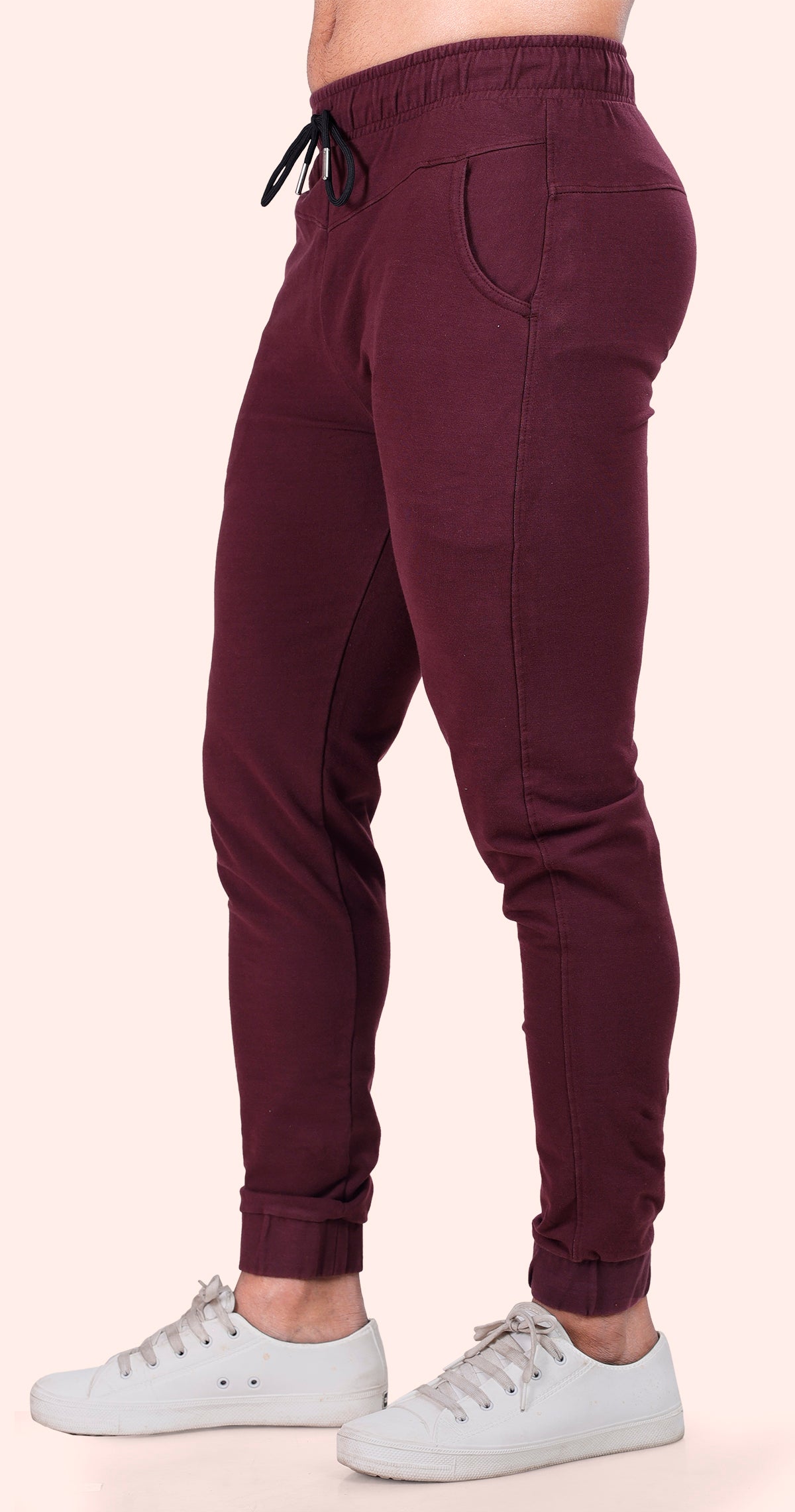 Men's Maroon Casual Sprint Solid Jogger Cotton