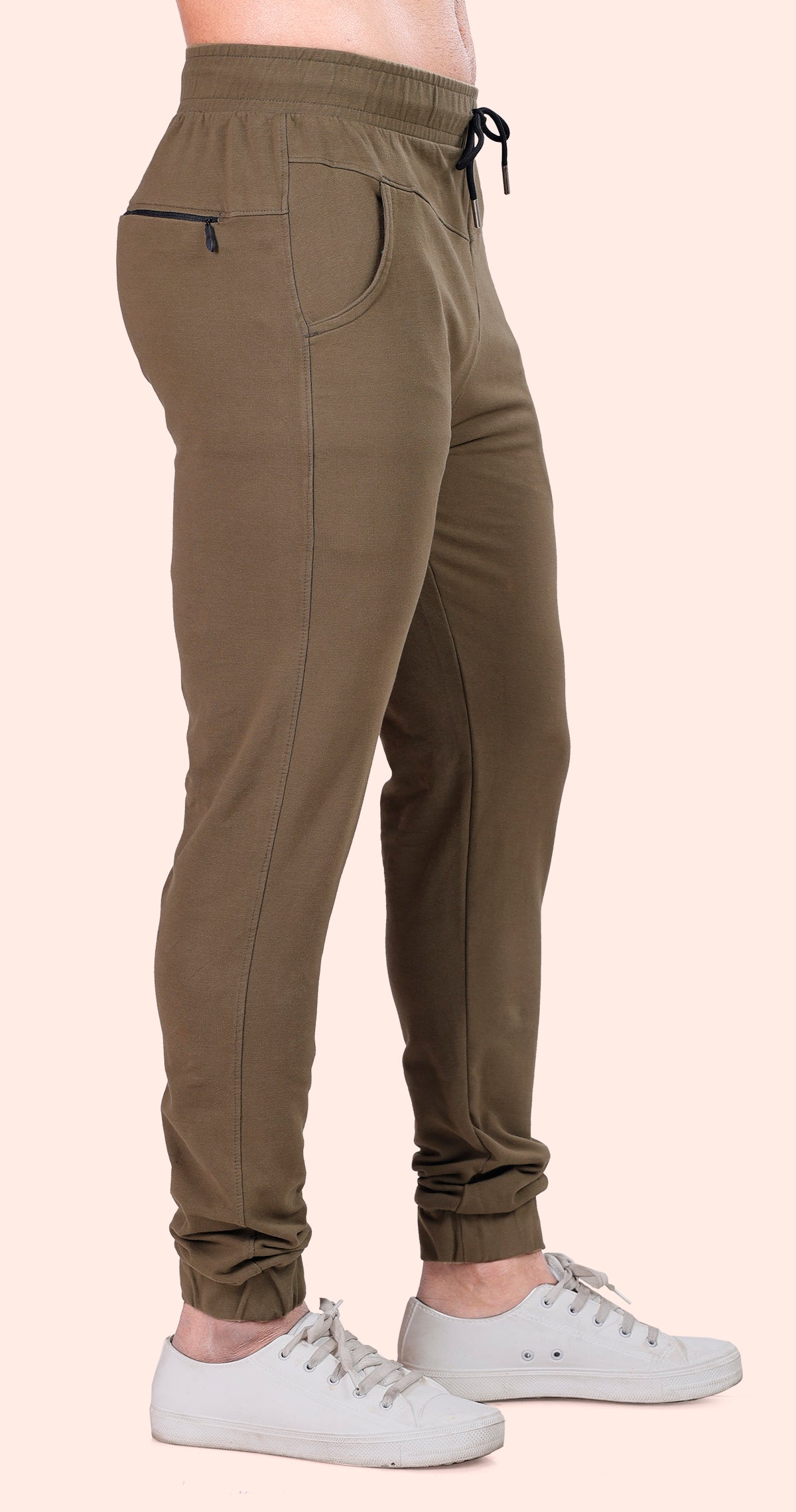 Men's Mehendi Casual Sprint Solid Jogger Cotton