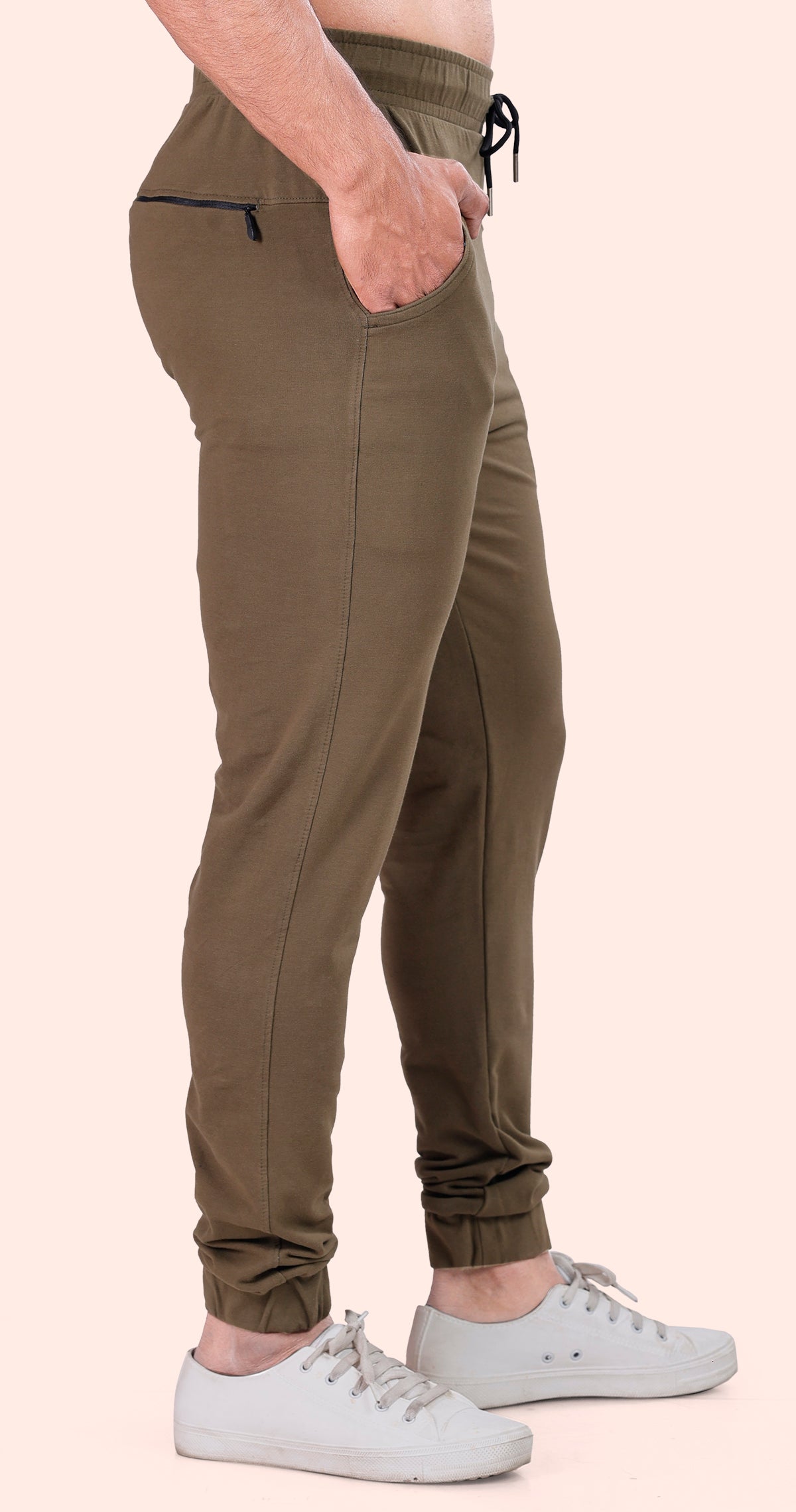 Men's Mehendi Casual Sprint Solid Jogger Cotton