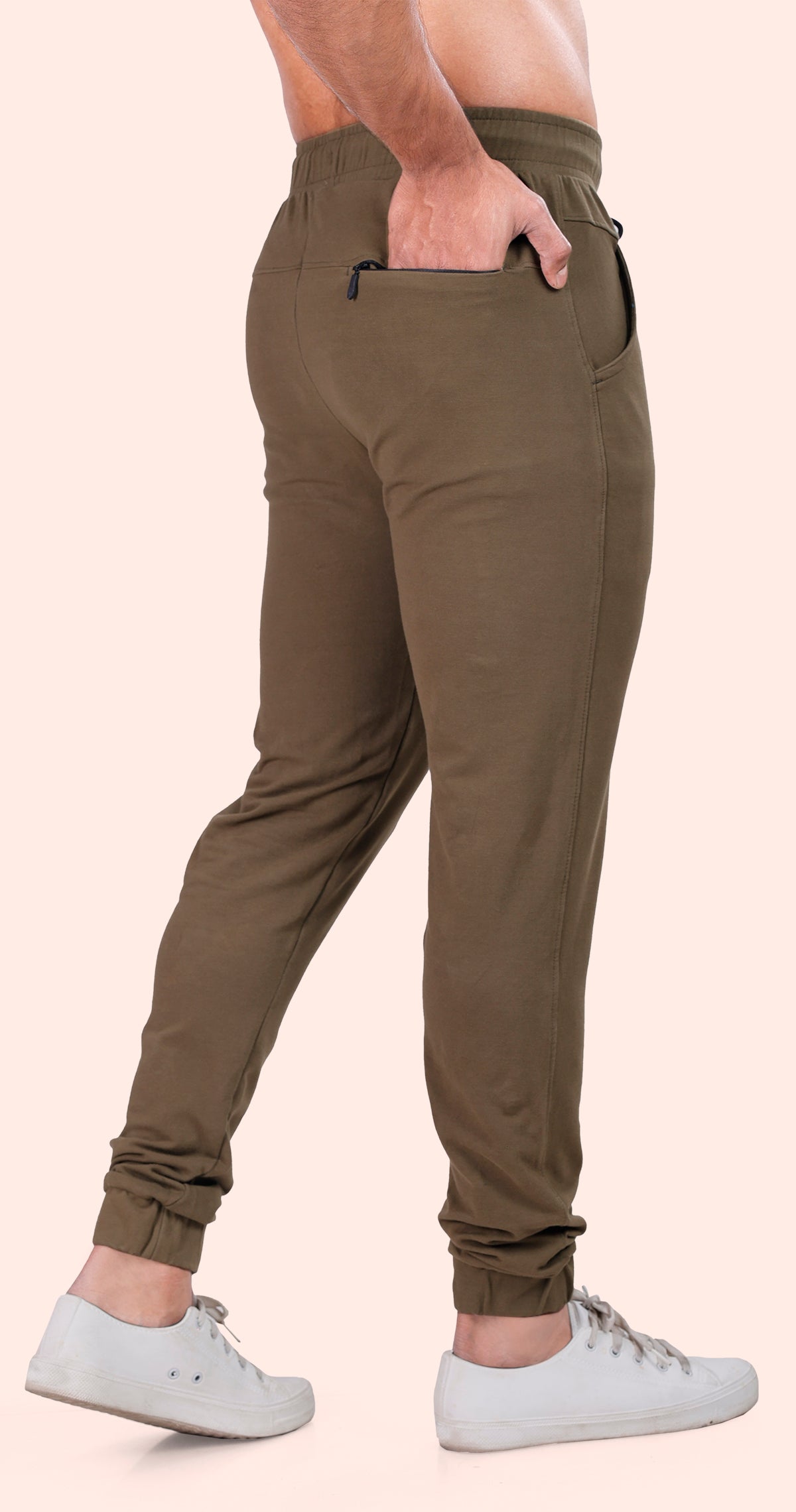 Men's Mehendi Casual Sprint Solid Jogger Cotton