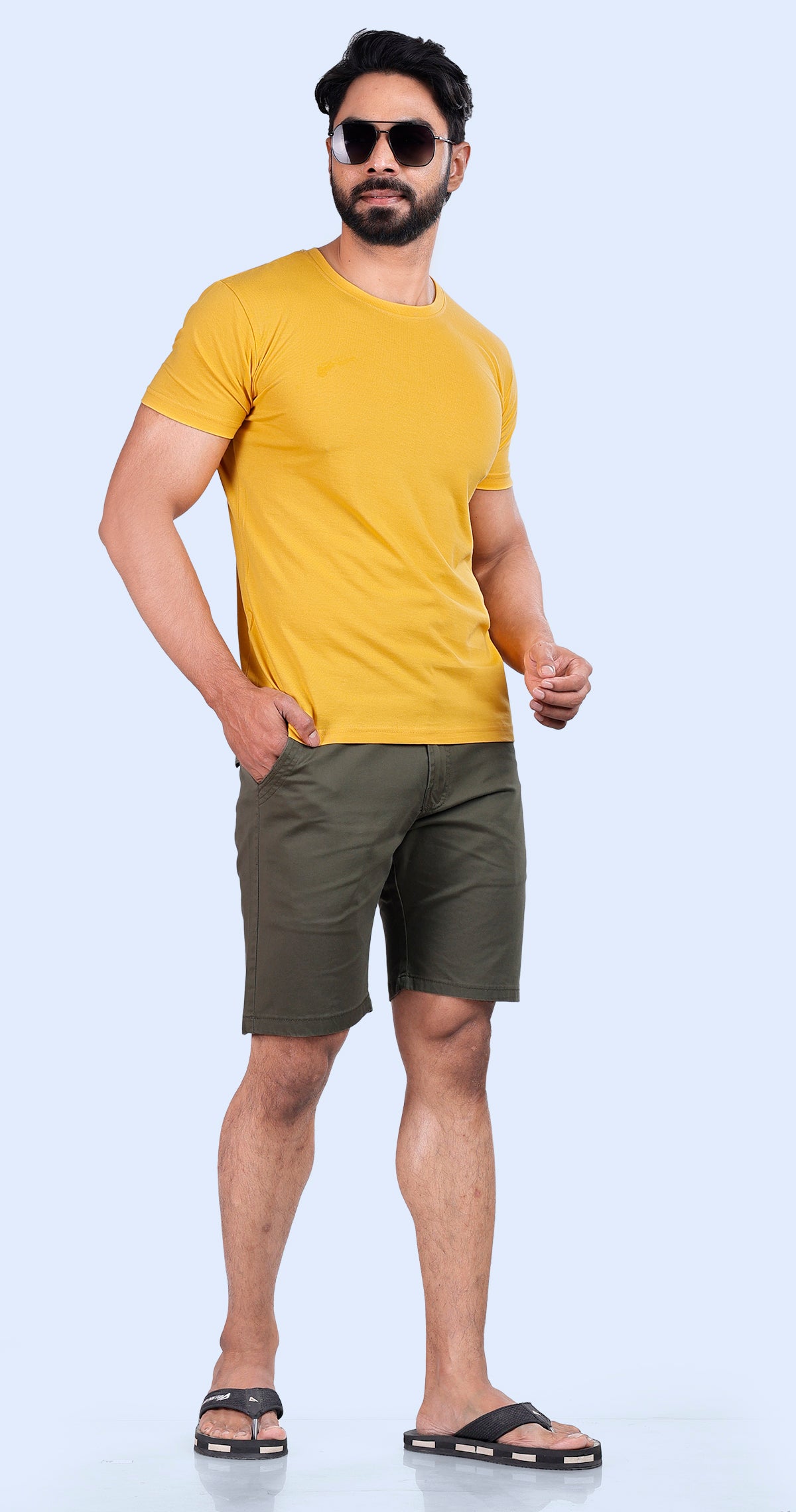 Men's Olive Green Ocean Breeze Solid Bermuda Comfort Cotton