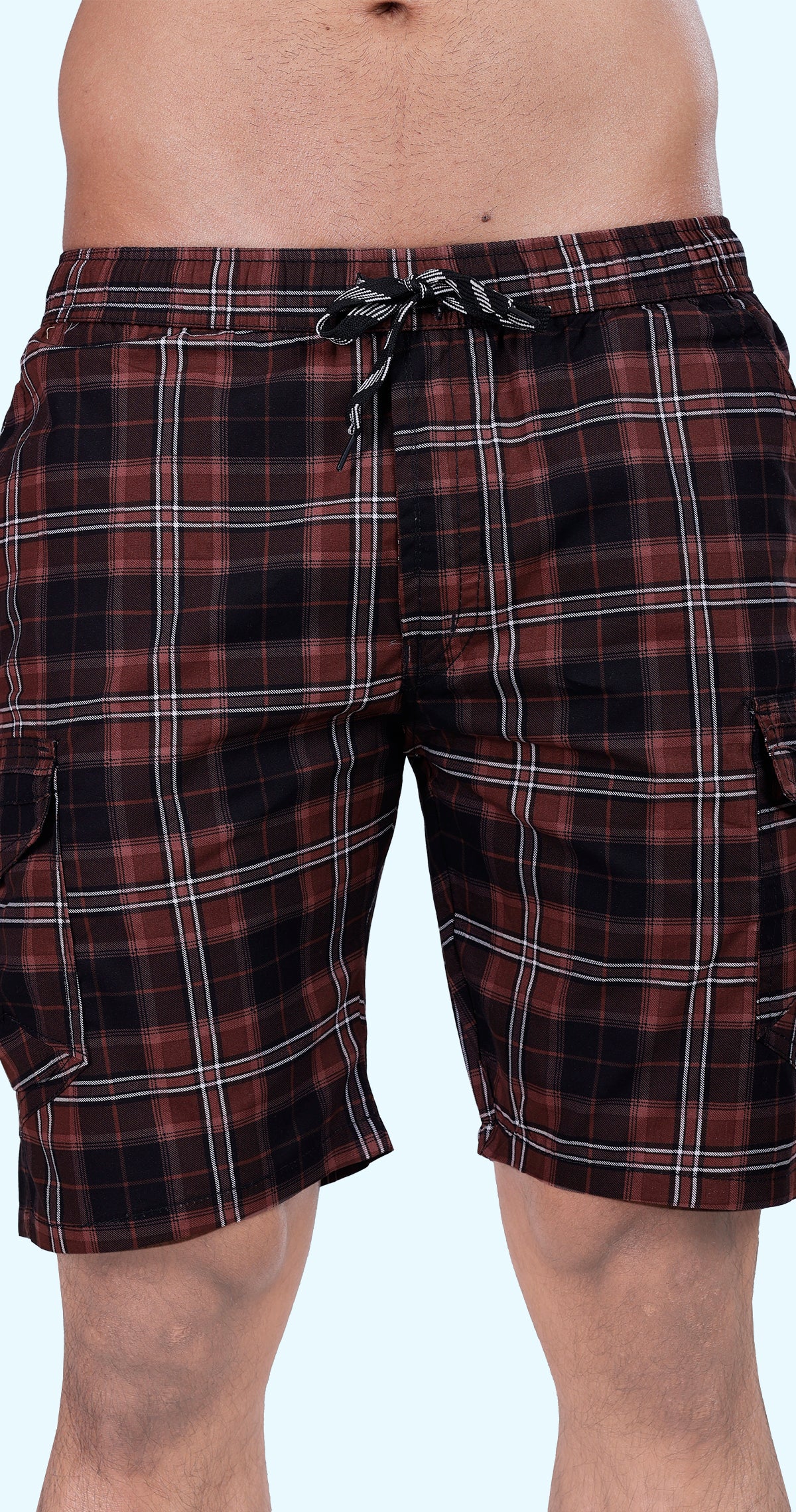 Men's Brown Casual Coast Check Bermuda Comfort Cotton