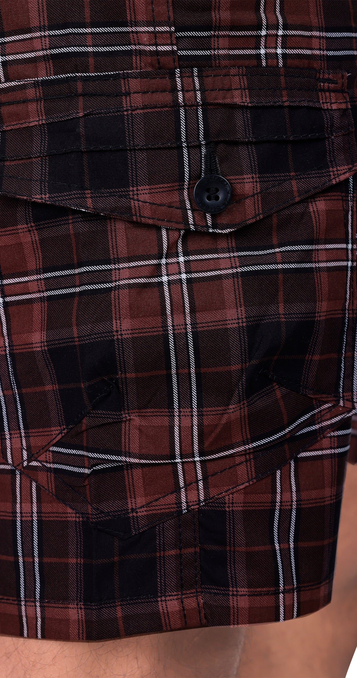 Men's Brown Casual Coast Check Bermuda Comfort Cotton