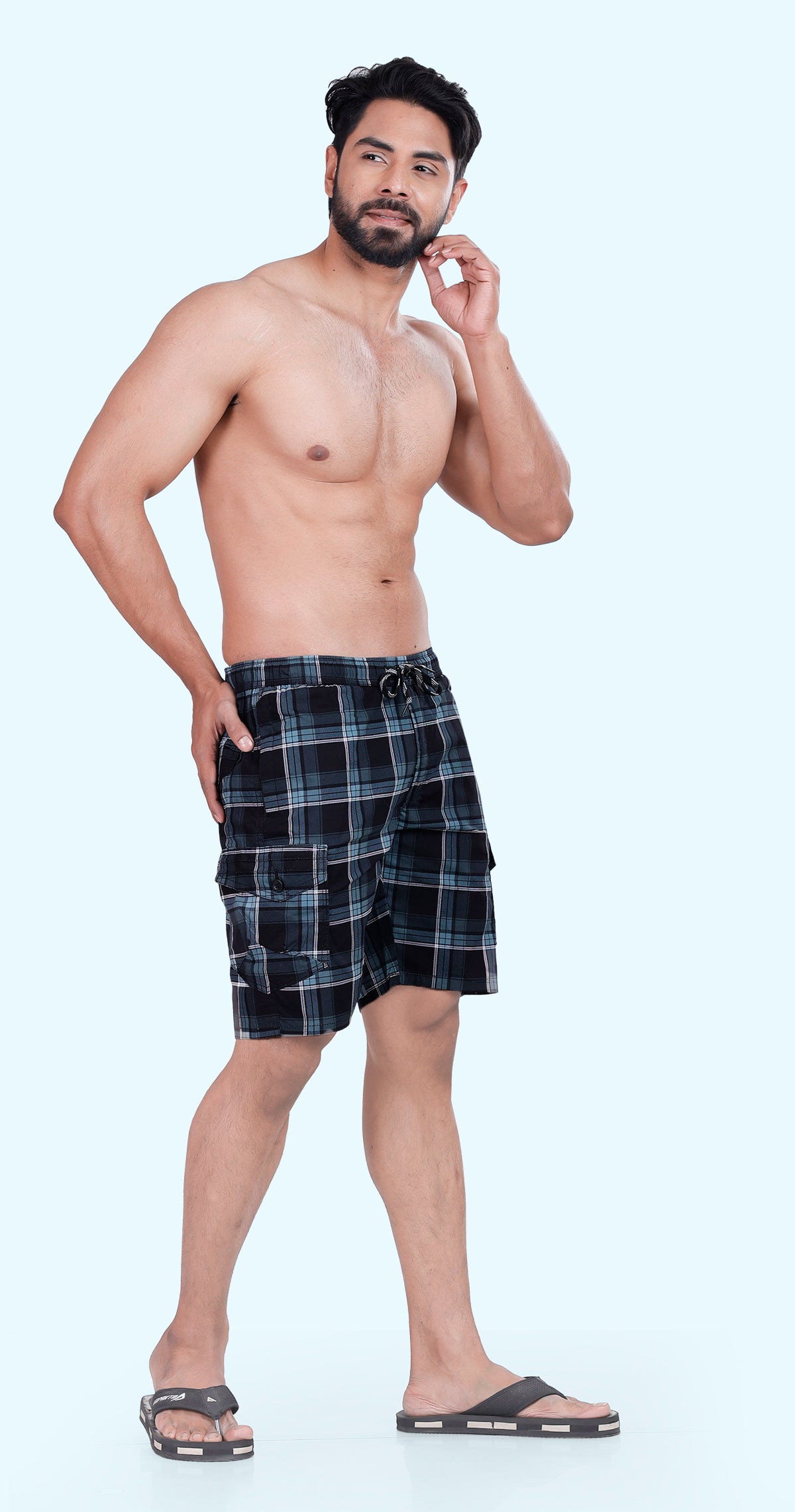 Men's Green Casual Coast Check Bermuda Comfort Cotton