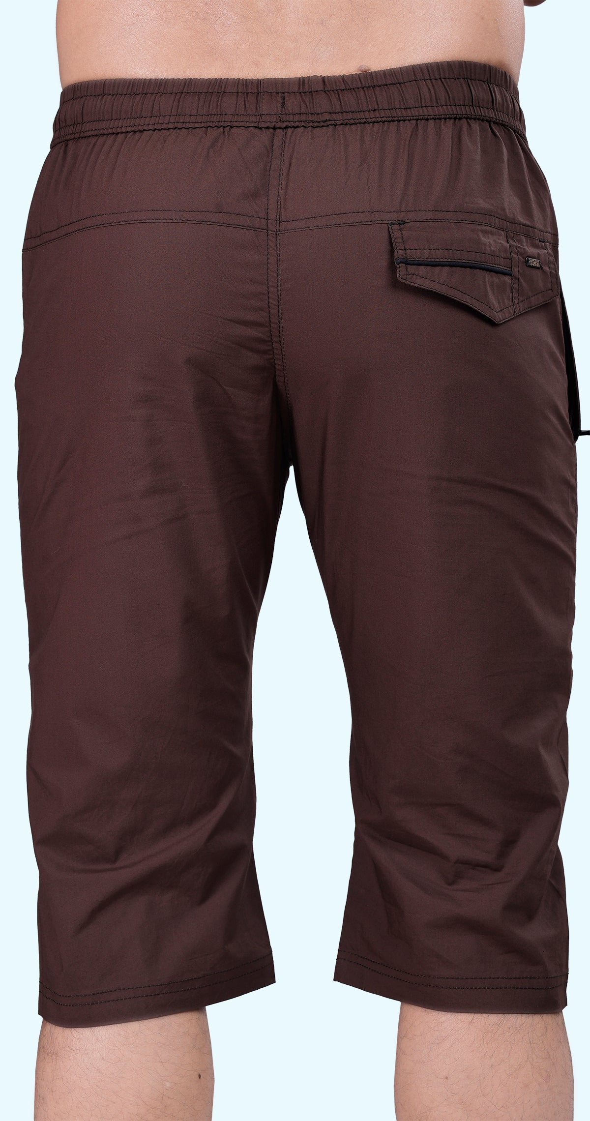 Men's Brown Urban Capri Solid Print Comfort Cotton