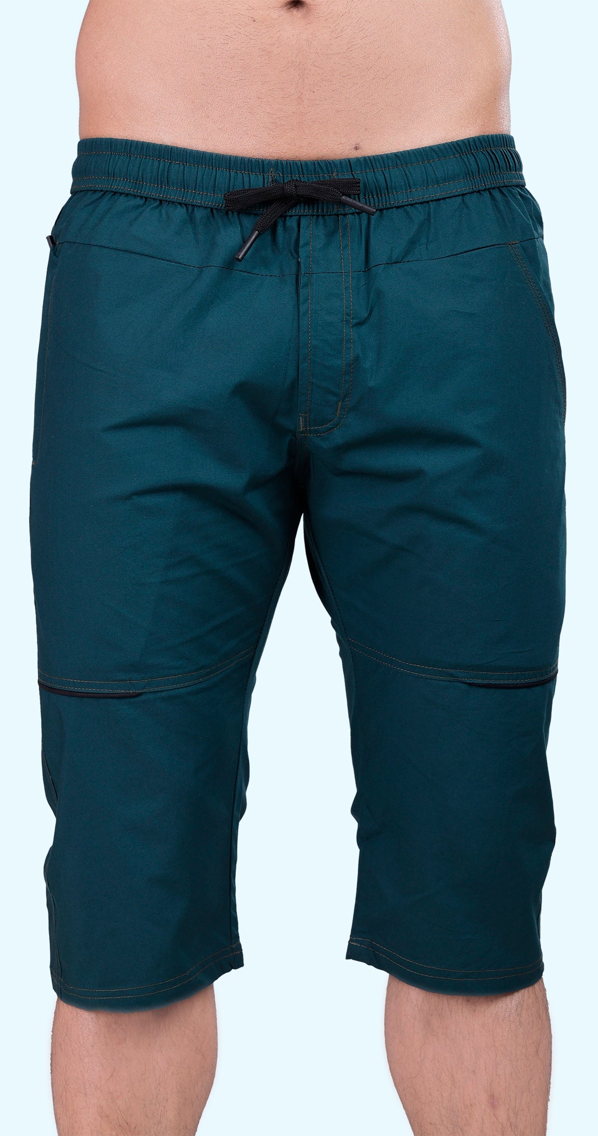 Men's Green Urban Capri Solid Print Comfort Cotton
