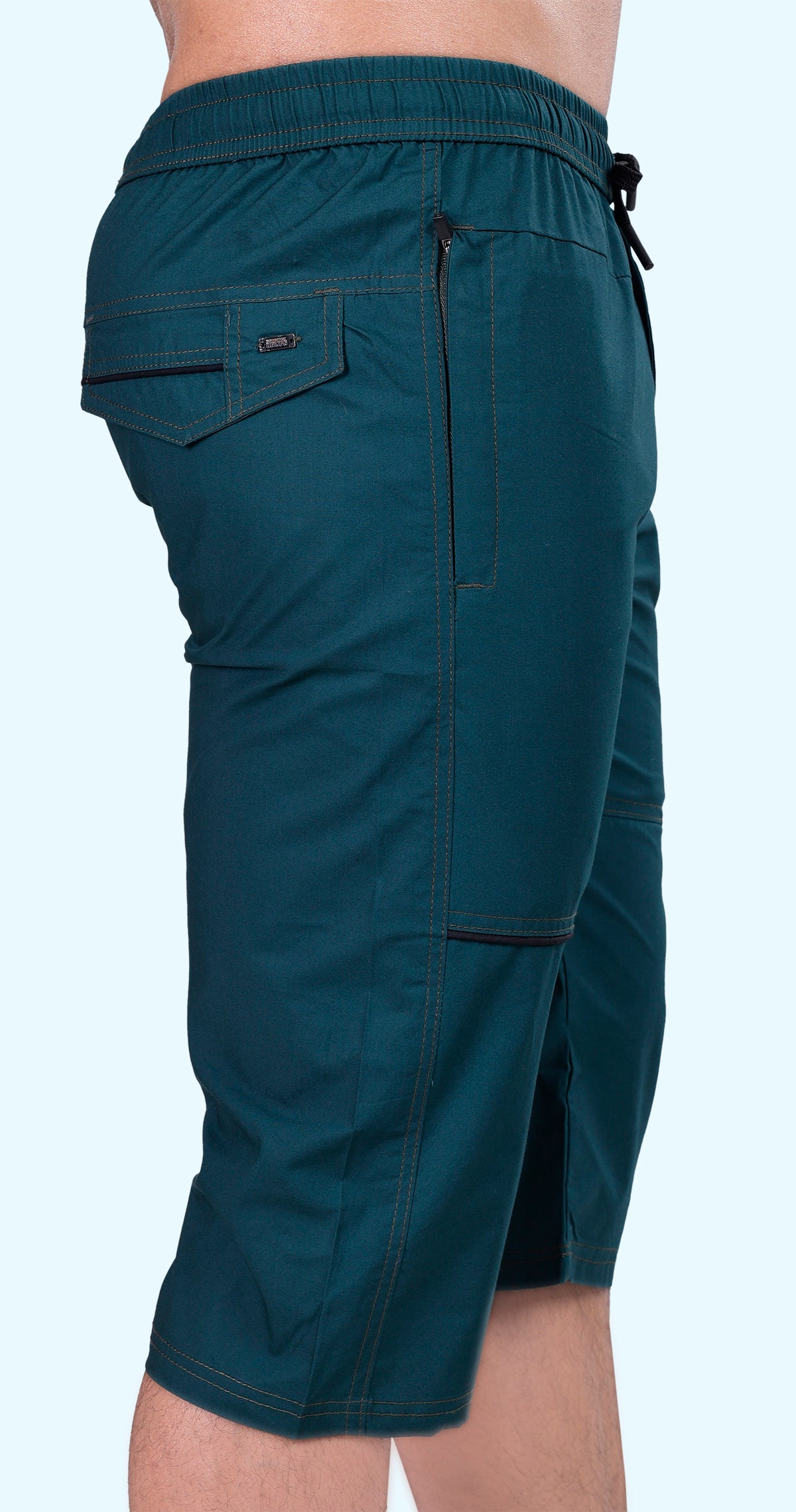 Men's Green Urban Capri Solid Print Comfort Cotton