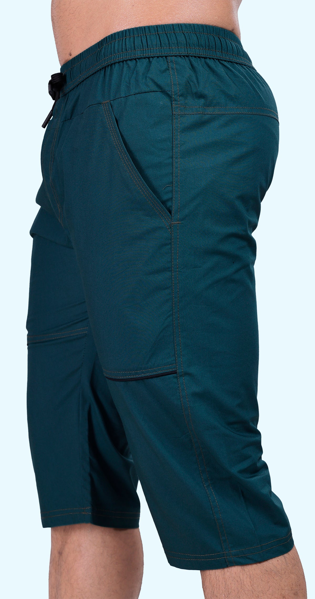 Men's Green Urban Capri Solid Print Comfort Cotton