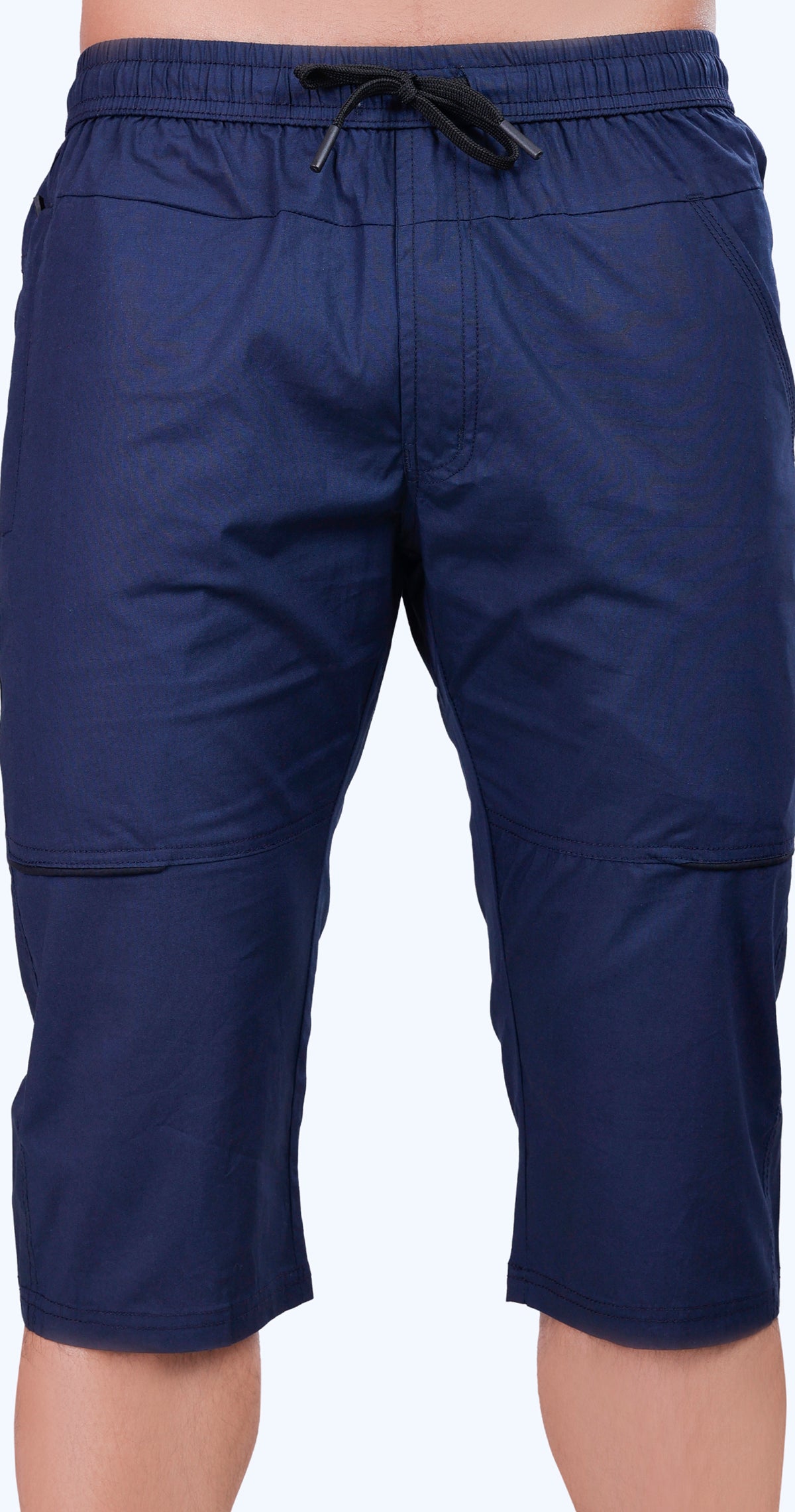 Men's Blue Urban Capri Solid Print Comfort Cotton