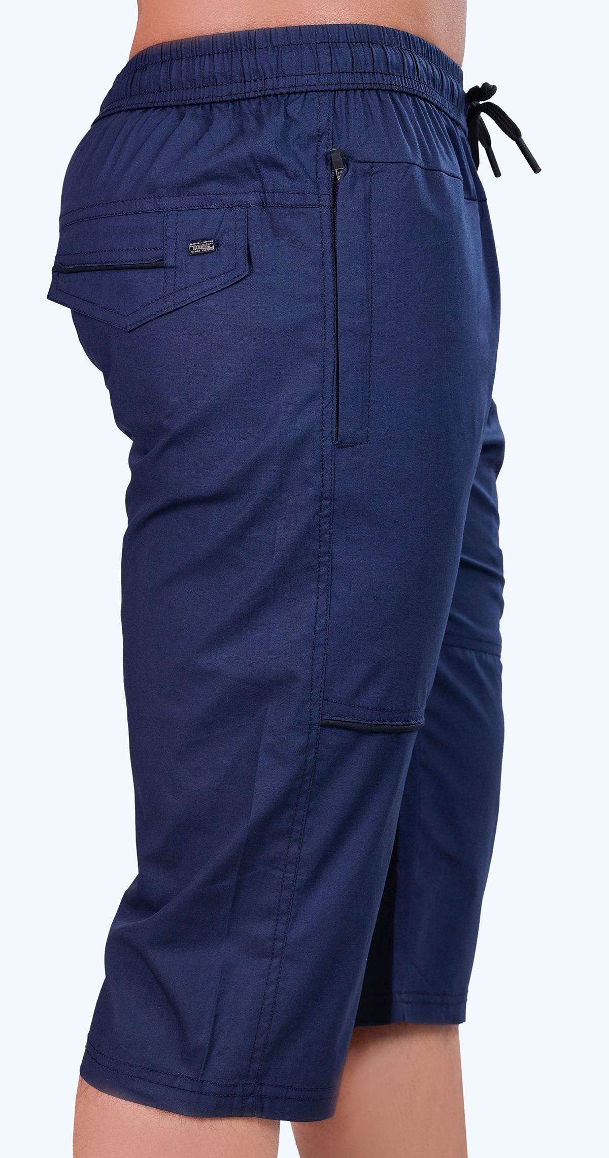 Men's Blue Urban Capri Solid Print Comfort Cotton