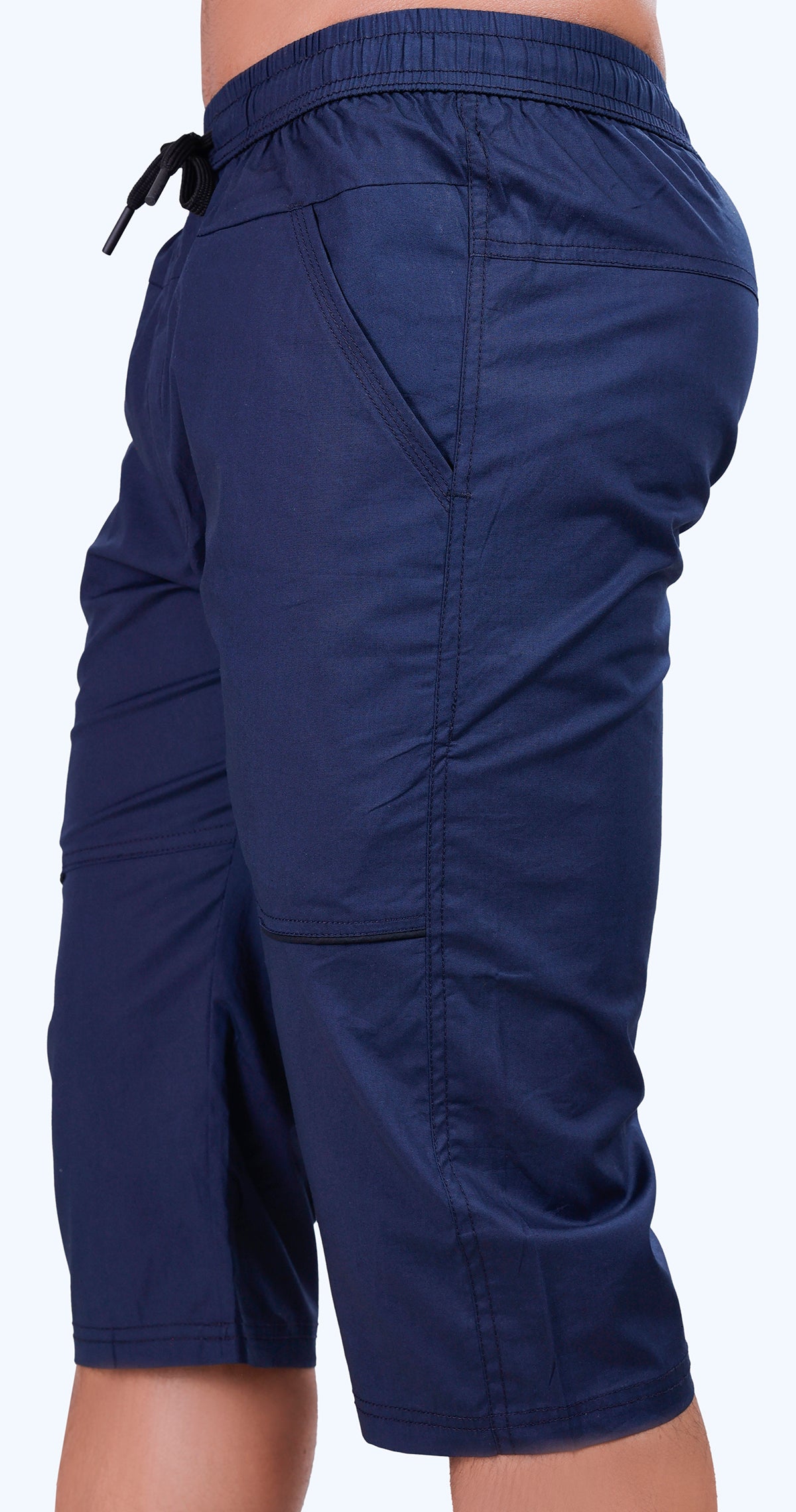 Men's Blue Urban Capri Solid Print Comfort Cotton