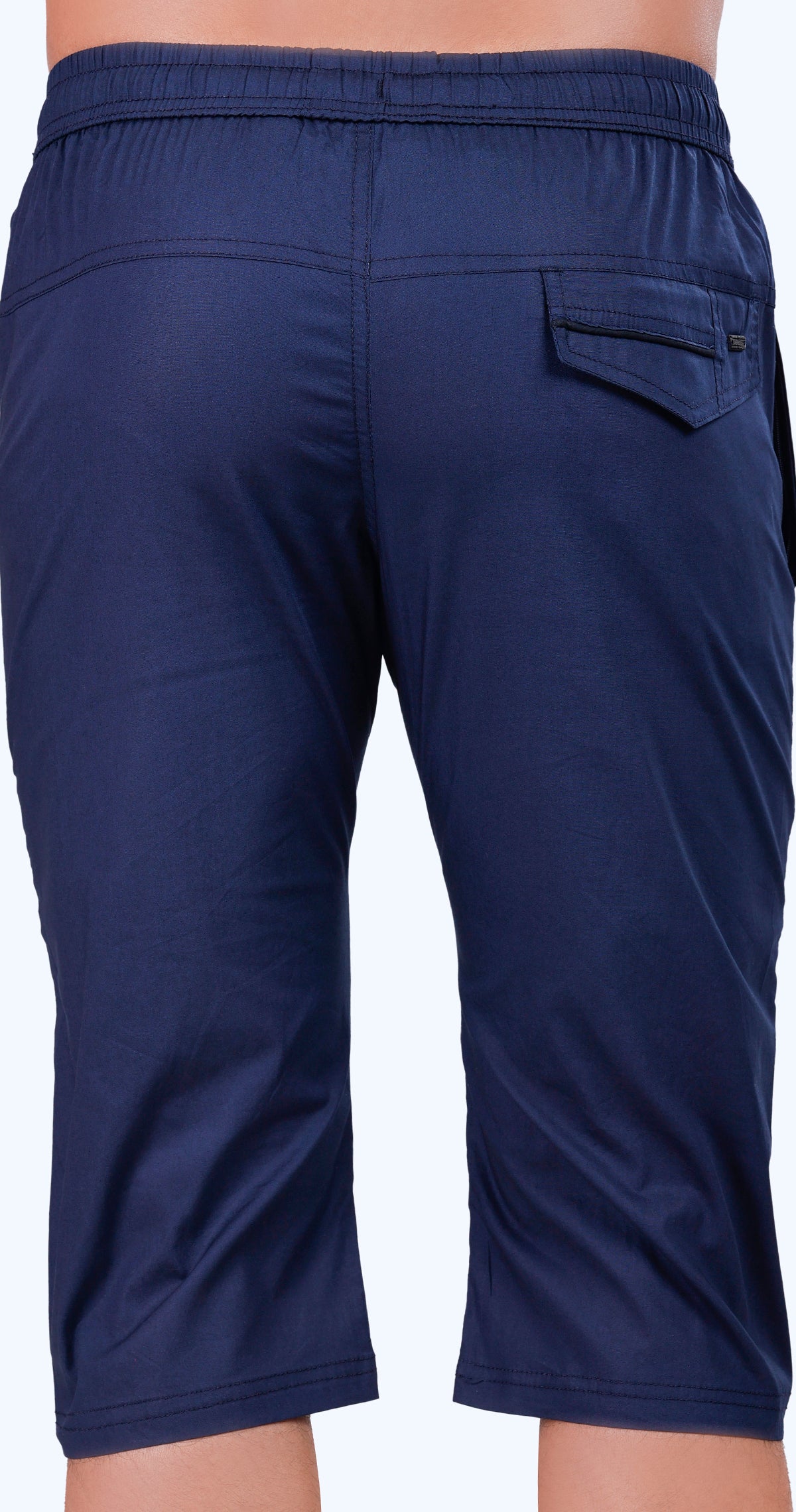 Men's Blue Urban Capri Solid Print Comfort Cotton