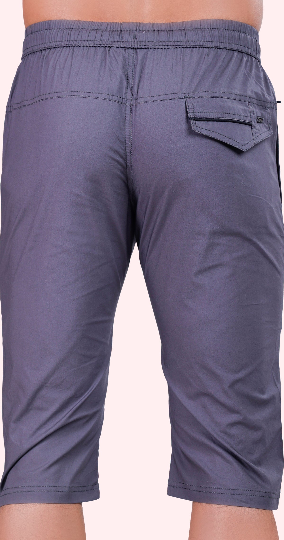 Men's Grey Urban Capri Solid Print Comfort Cotton