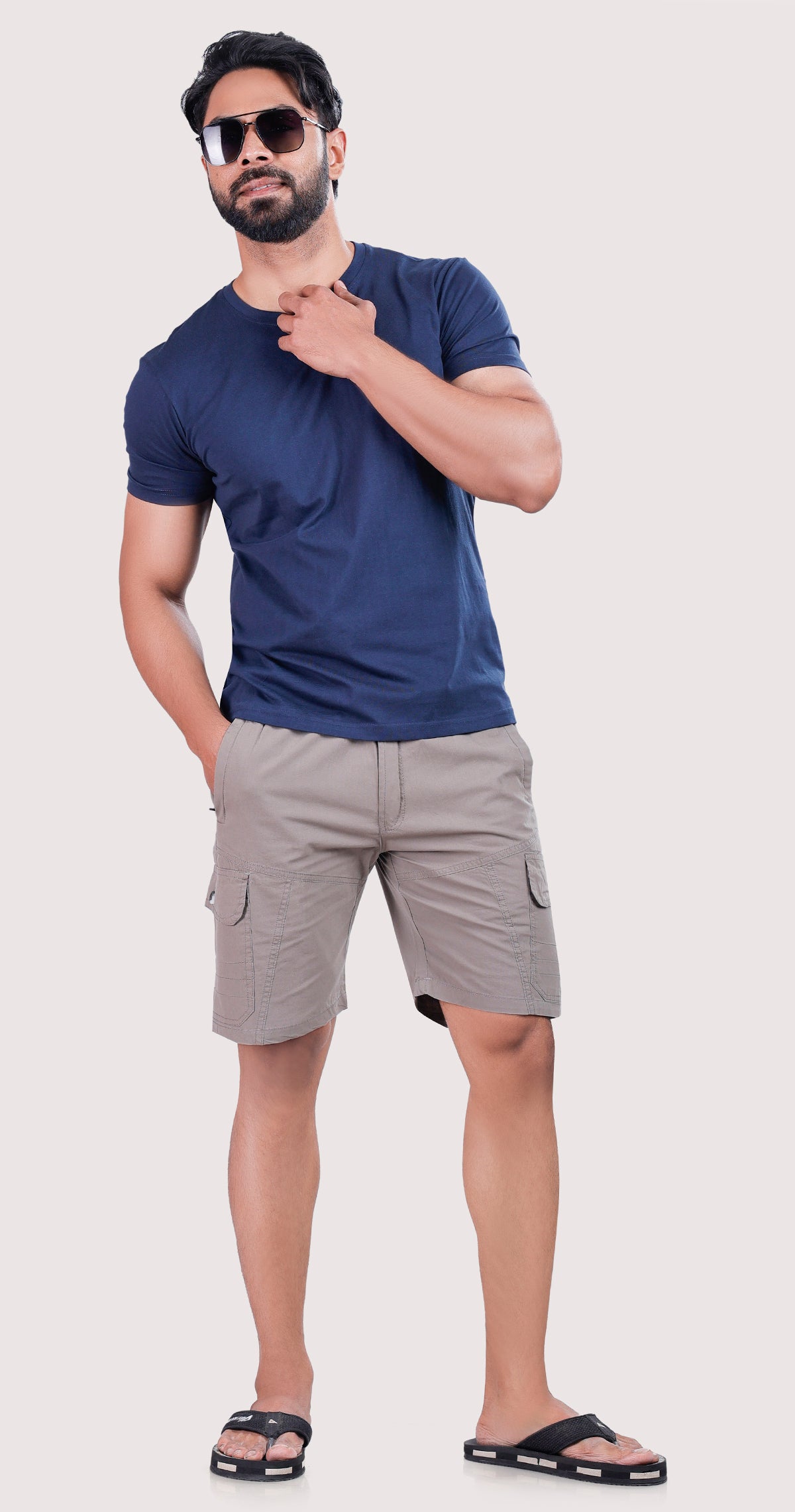 Men's Grey Paradise Path Solid Bermuda Comfort Cotton