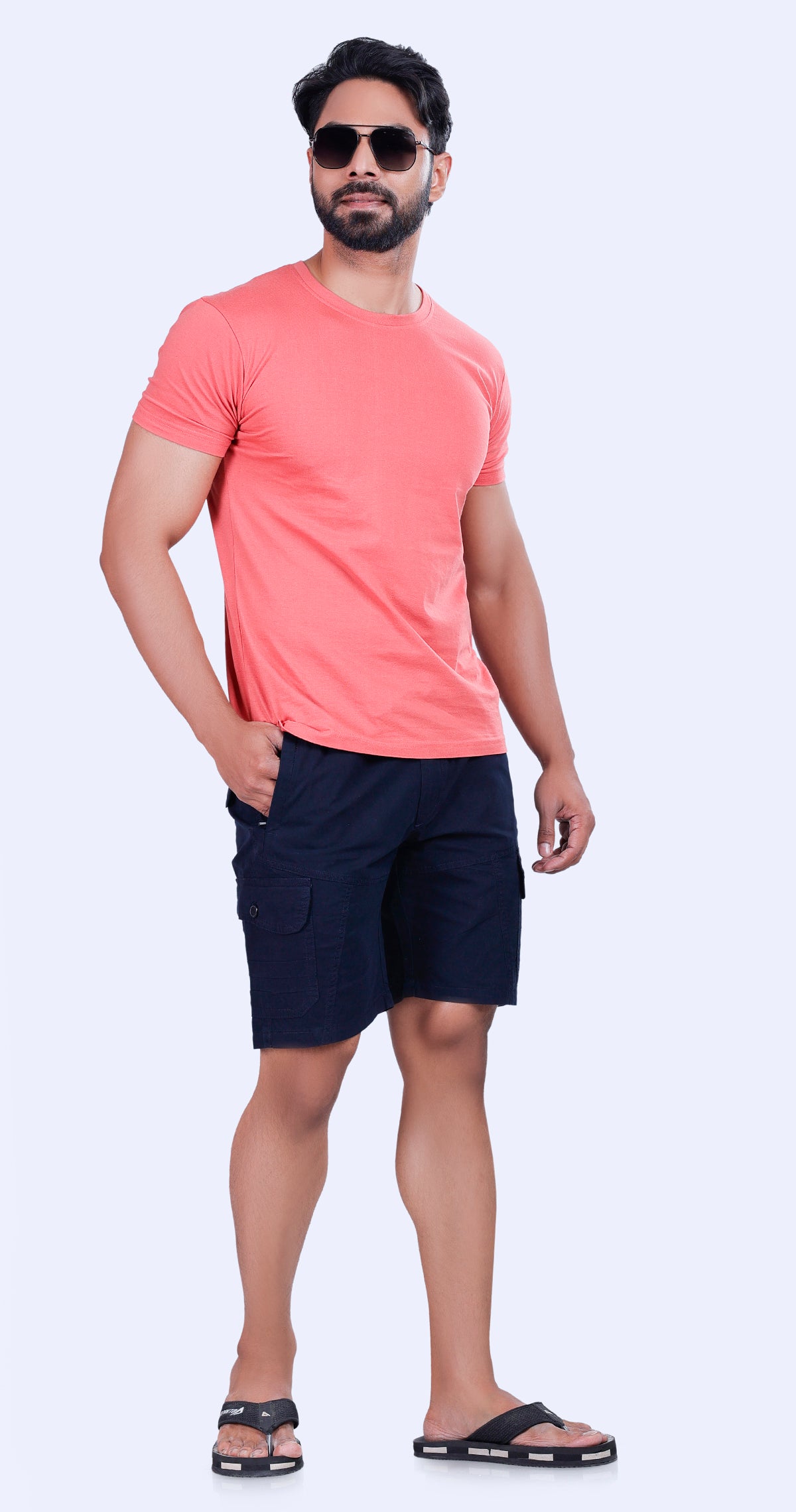 Men's Blue Paradise Path Solid Bermuda Comfort Cotton