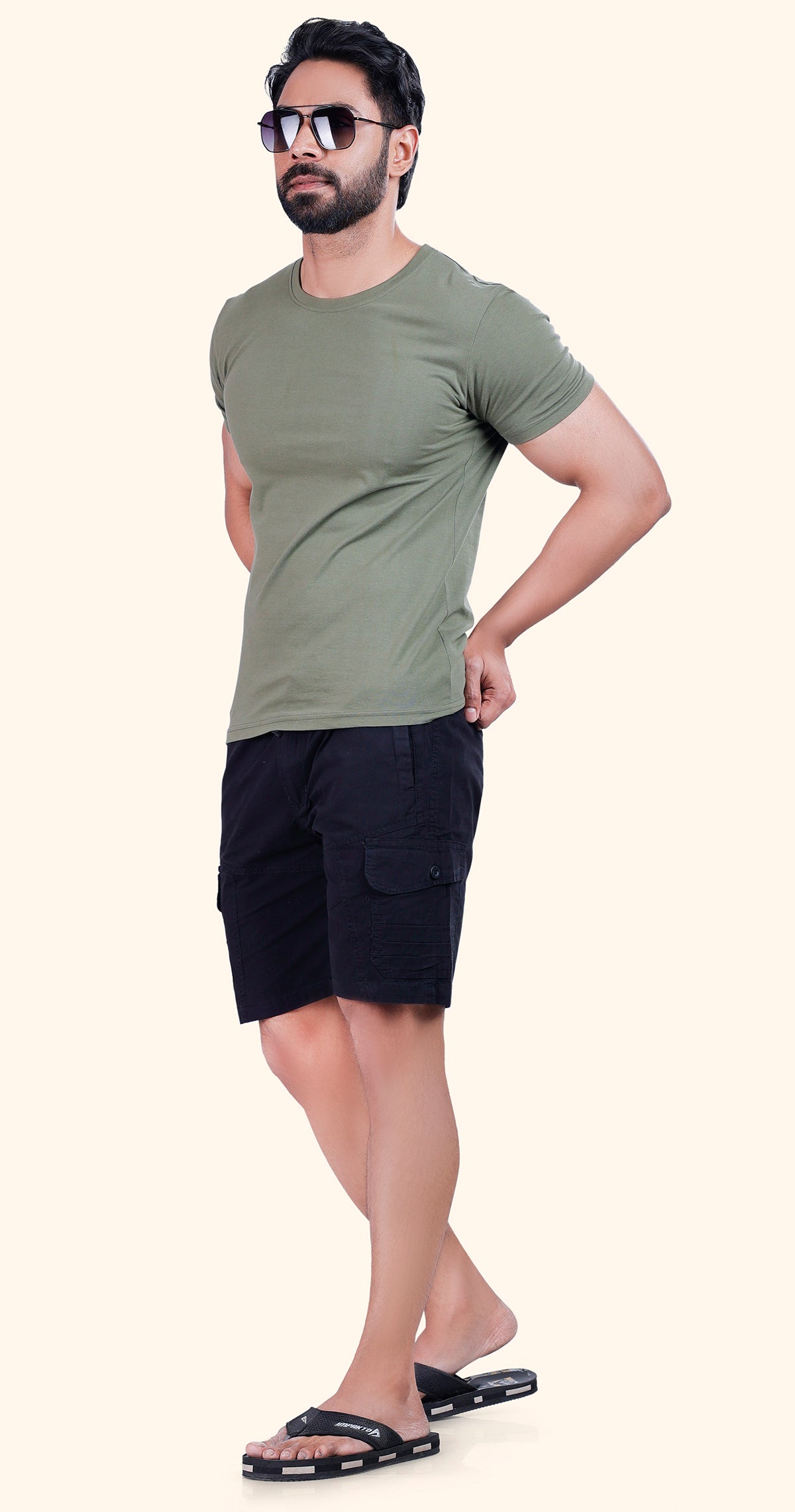 Men's Black Paradise Path Solid Bermuda Comfort Cotton
