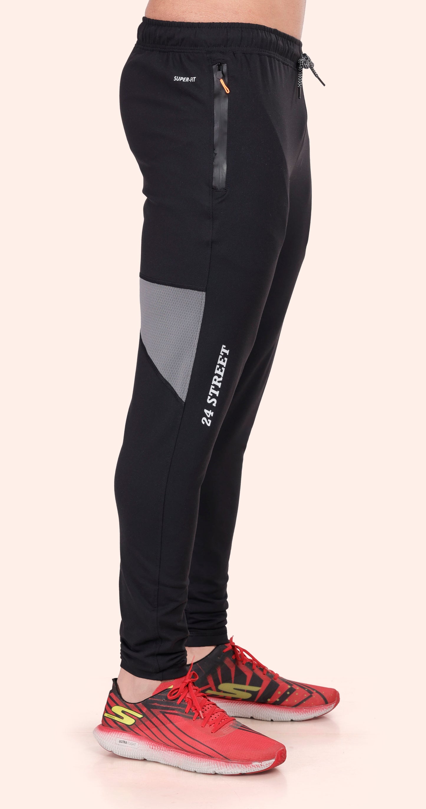 Men's Black Flex Flow Sports Pants Soild sweat Control