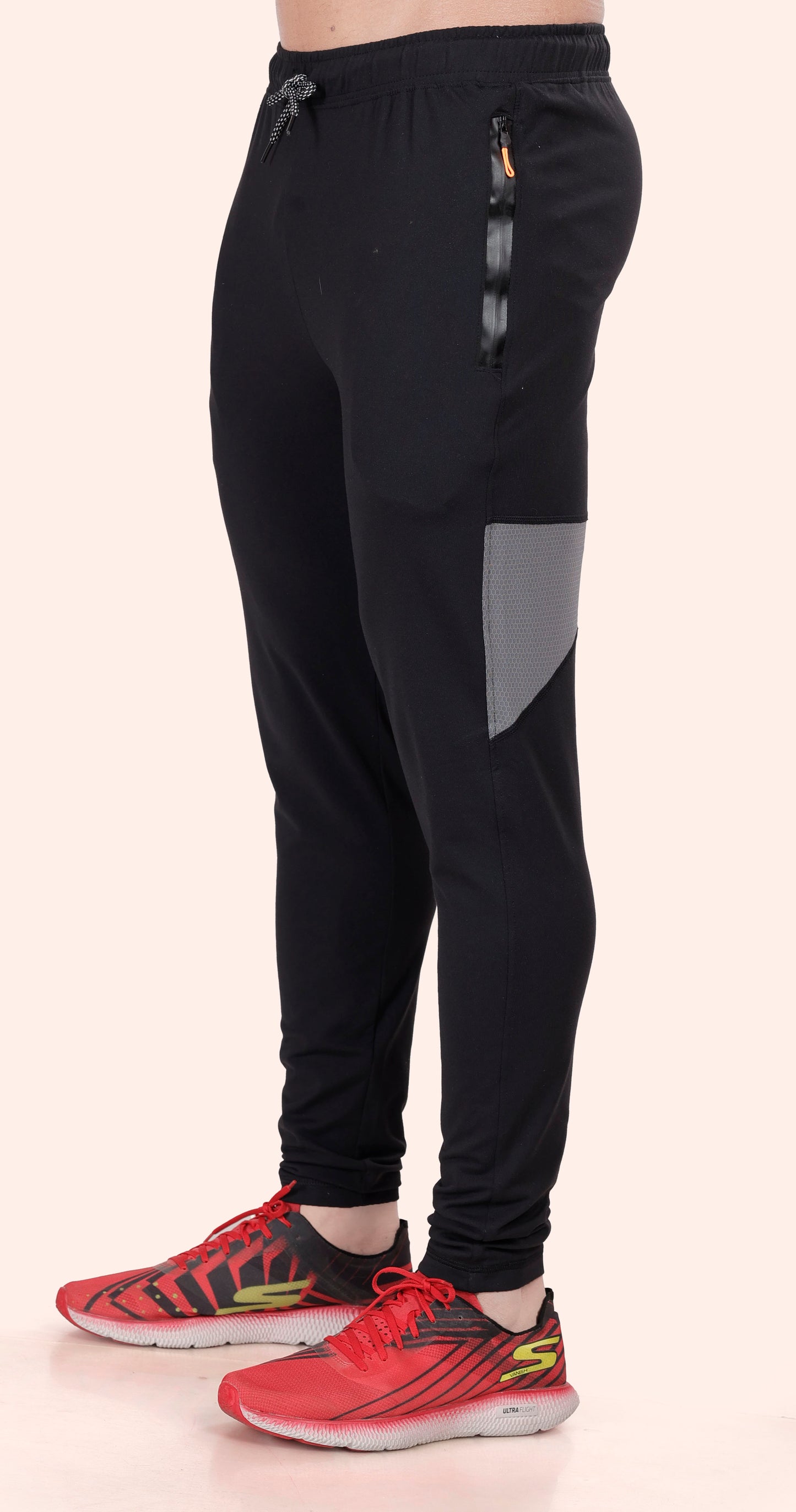 Men's Black Flex Flow Sports Pants Soild sweat Control