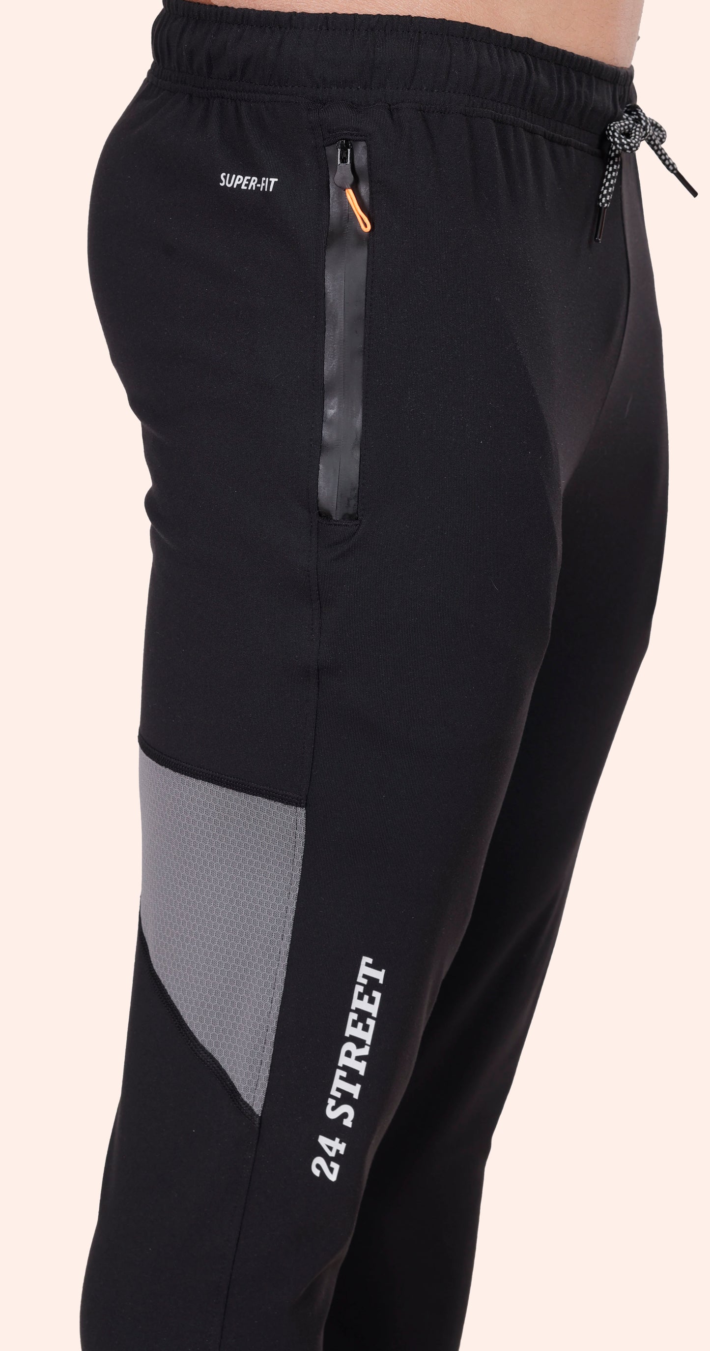 Men's Black Flex Flow Sports Pants Soild sweat Control