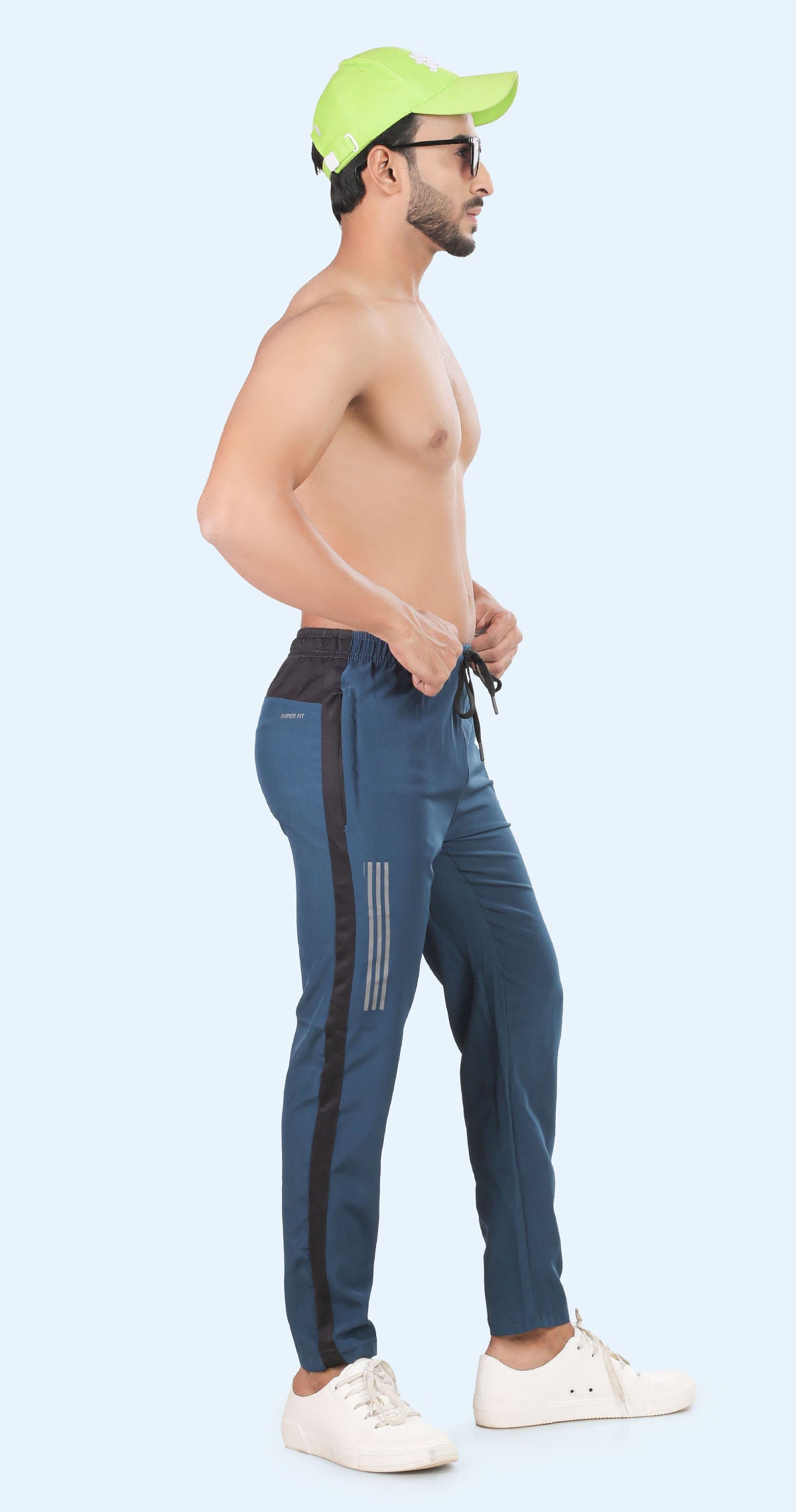 Men's Slate Blue Active Stride Sports Pants Soild sweat Control