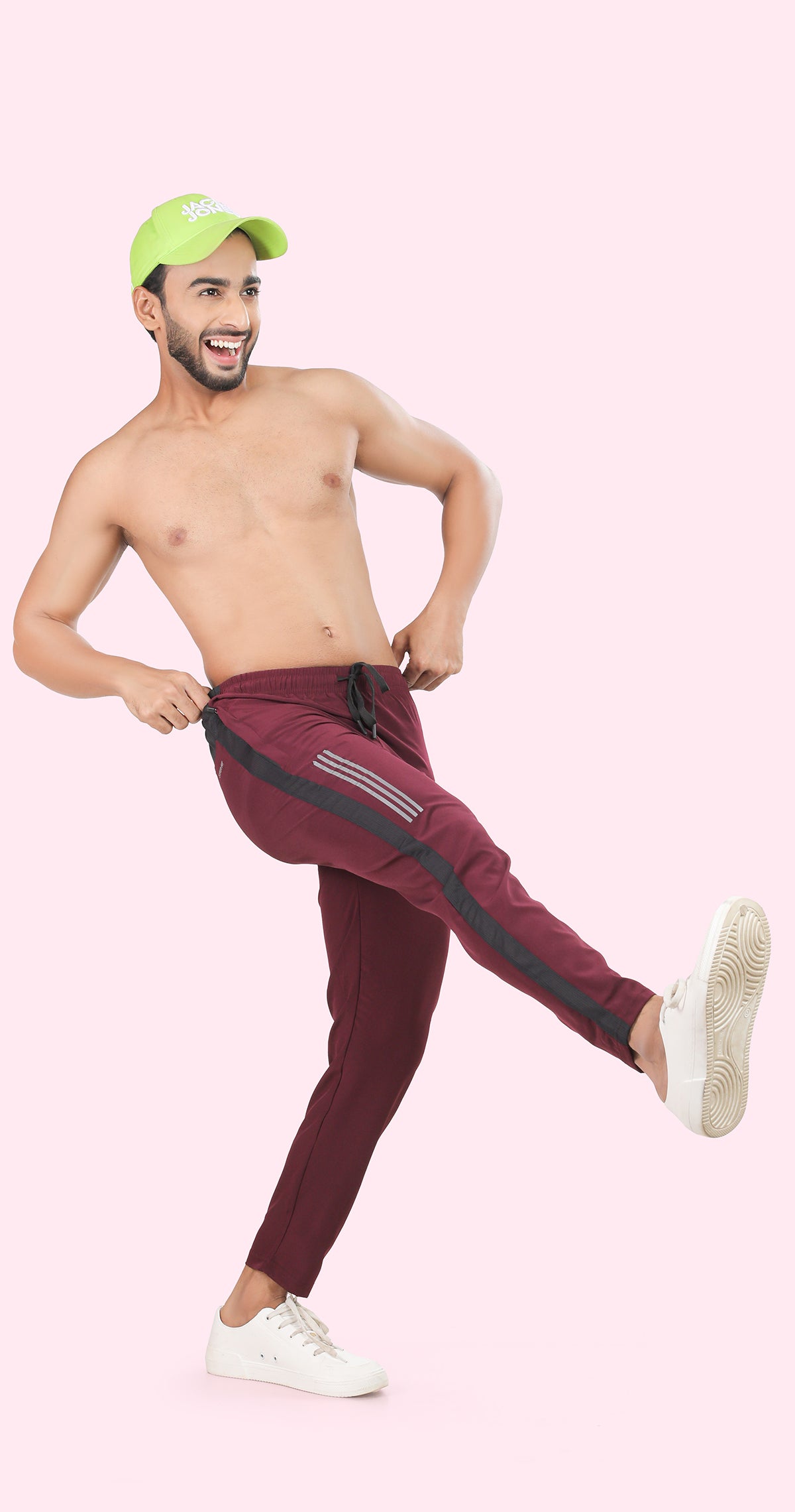 Men's Maroon Active Stride Sports Pants Soild sweat Control